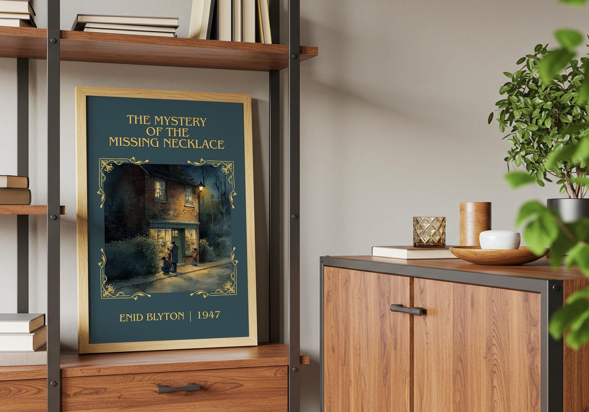 The Mystery Of The Missing Necklace by Enid Blyton Quality Poster Print-Free Delivery Wall Art. Author Book Artwork-Minimalist Gift Nook