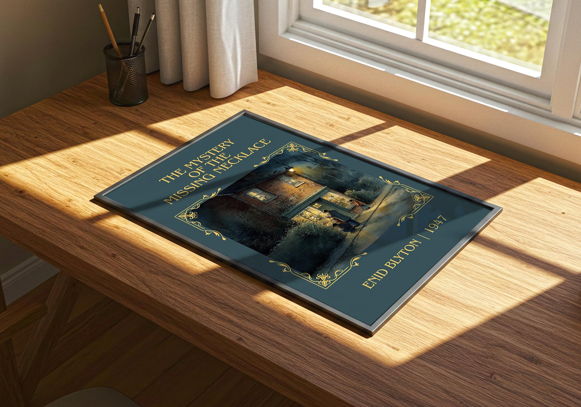 The Mystery Of The Missing Necklace by Enid Blyton Quality Poster Print-Free Delivery Wall Art. Author Book Artwork-Minimalist Gift Nook