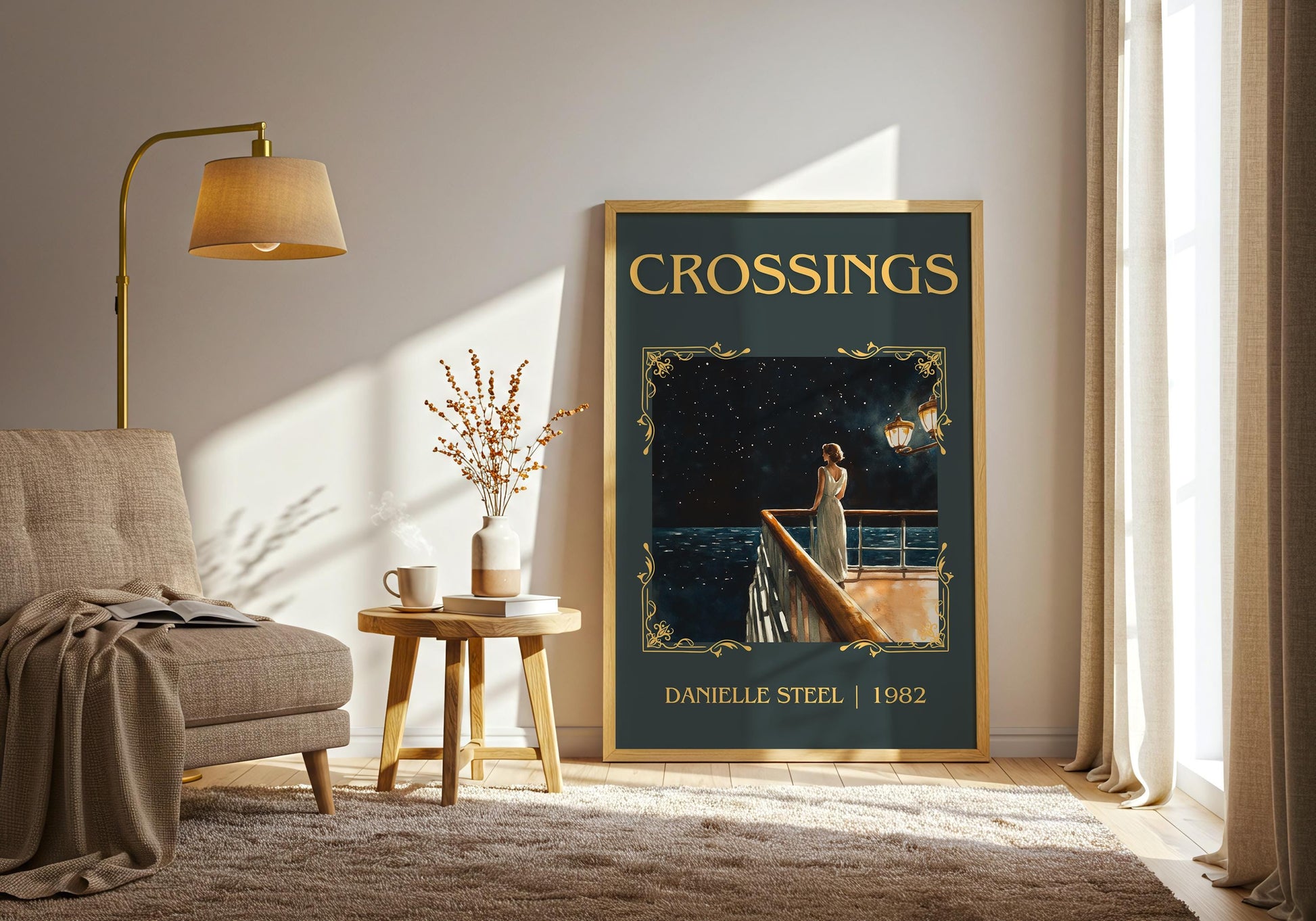 Crossings by Danielle Steel High Quality Poster Print. Free Delivery Wall Art-Author&Blurb Book Minimalist Home Gift Cover
