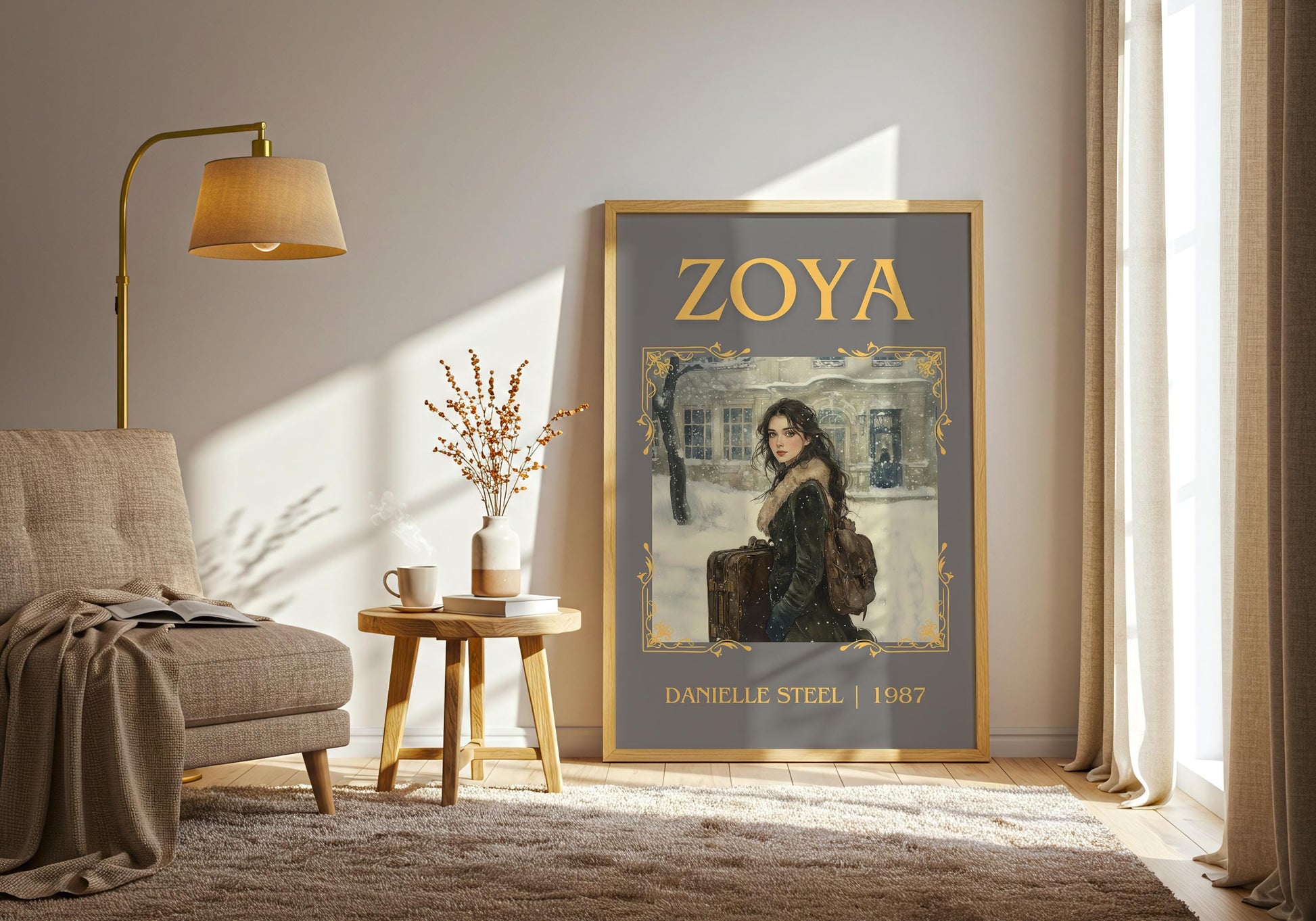 Zoya by Danielle Steel High Quality Poster Print. Free Delivery Wall Art-Author&Blurb Book Minimalist Home Gift Cover Library Nook Novel