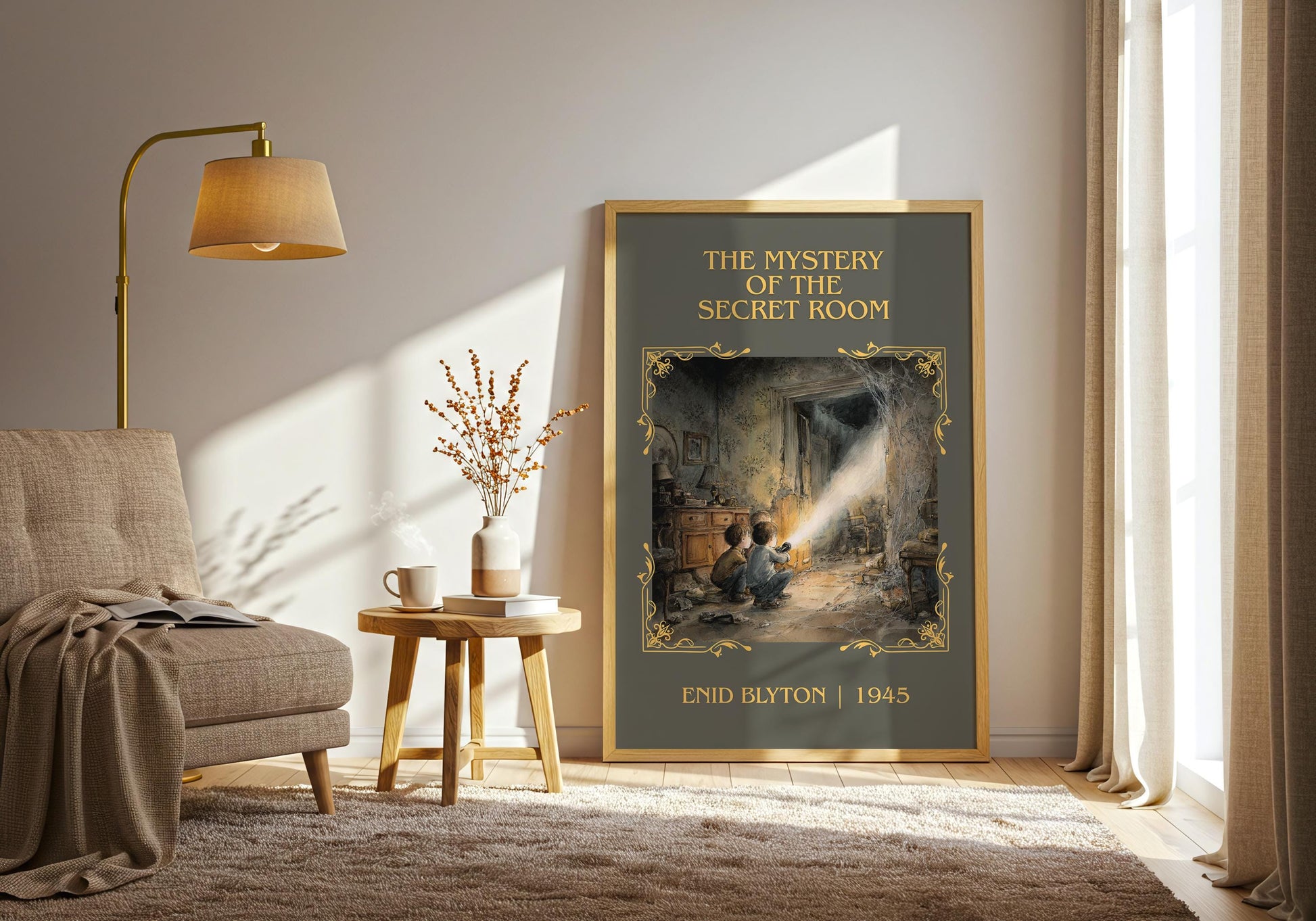 The Mystery Of The Secret Room by Enid Blyton High Quality Poster Print.Free Delivery Wall Art. Author Book Nook Minimalist Gift