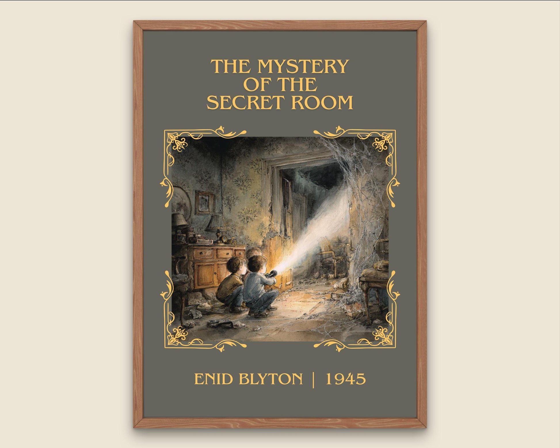The Mystery Of The Secret Room by Enid Blyton High Quality Poster Print.Free Delivery Wall Art. Author Book Nook Minimalist Gift