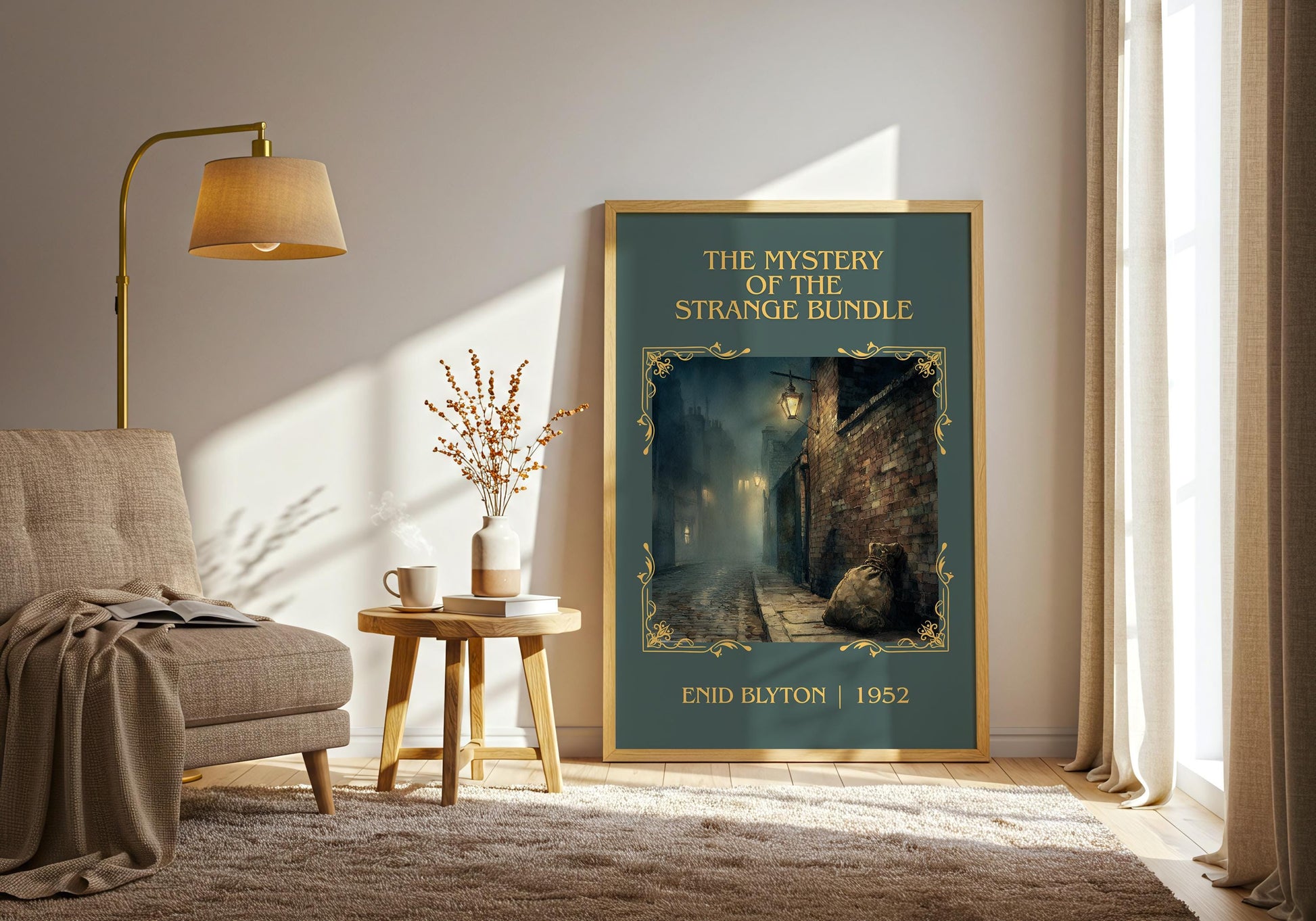 The Mystery Of The Strange Bundle by Enid Blyton High Quality Poster Print.Free Delivery Wall Art. Author Book Nook Minimalist Gift