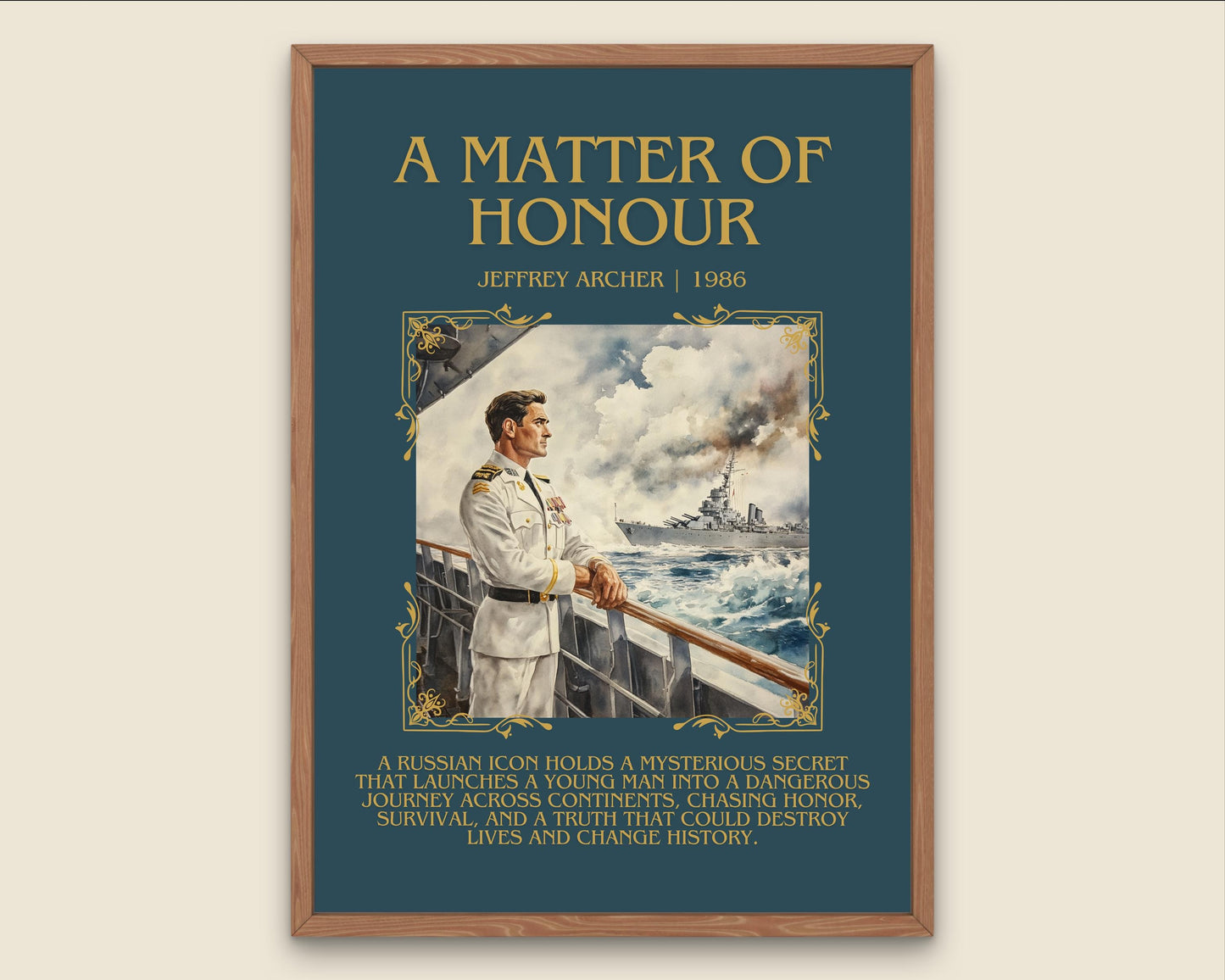 A Matter Of Honour by Jeffrey Archer Descriptive, High Quality Poster Print.Free Delivery Wall Art.Author&Blurb Book Artwork.Decor Gift