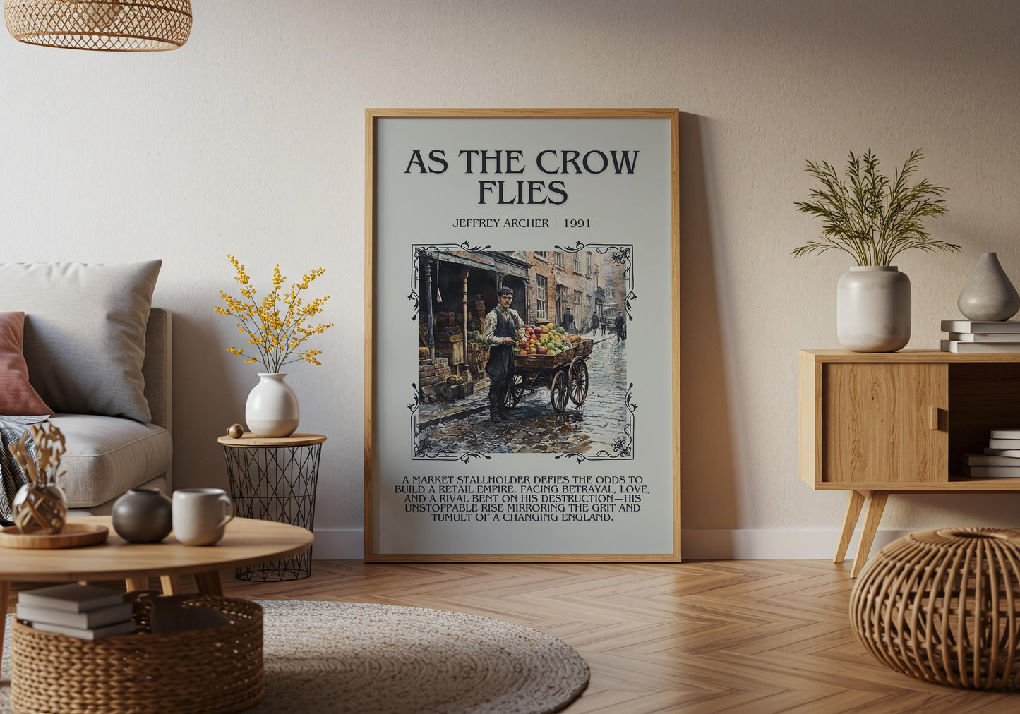 As The Crow Flies by Jeffrey Archer Descriptive, High Quality Poster Print.Free Delivery Wall Art.Author&Blurb Book Artwork.Decor Gift