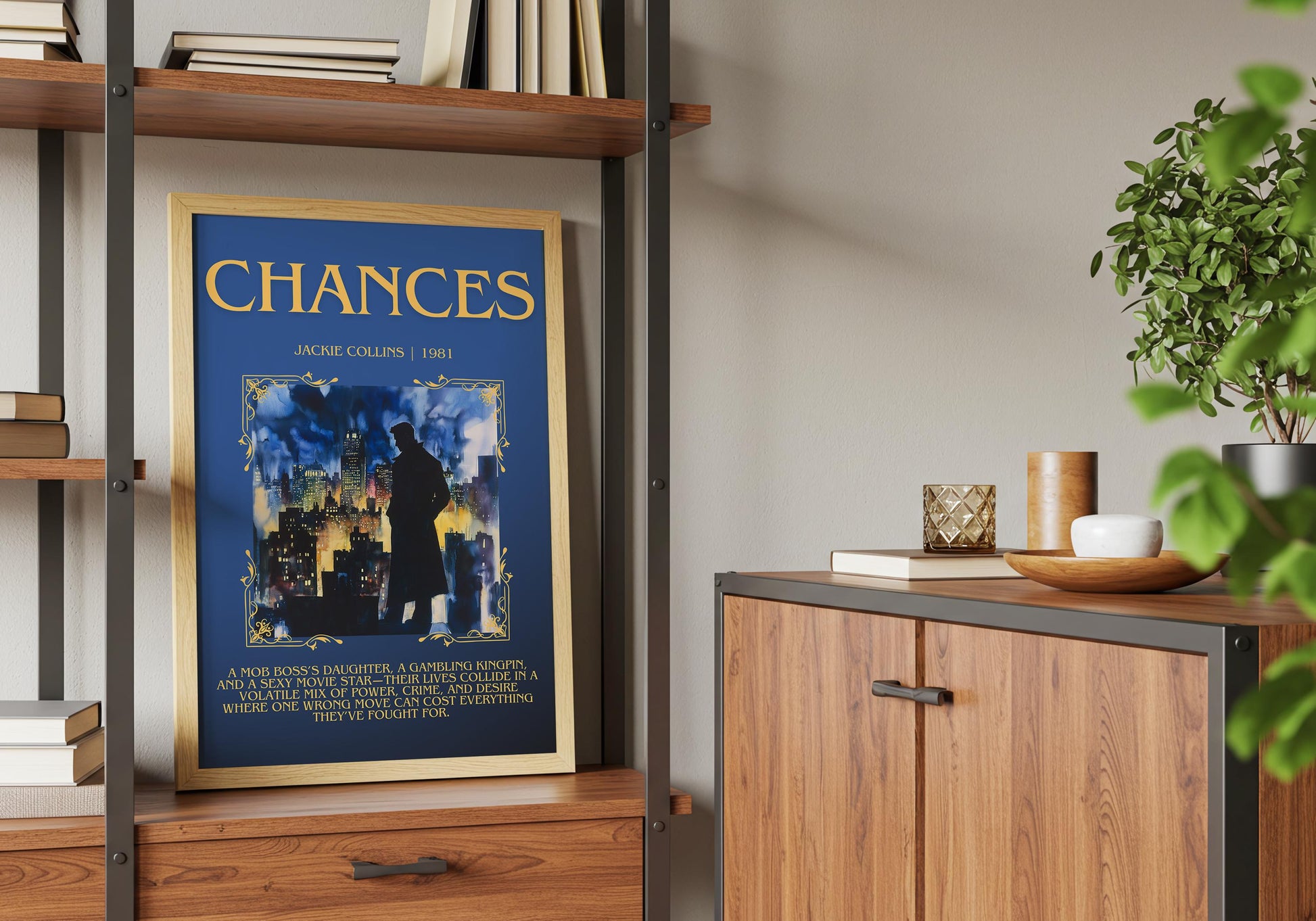 Chances by Jackie Collins Descriptive, High Quality Poster Print.Free Delivery Wall Art.Author&Blurb Book Artwork. Home Decor Gift