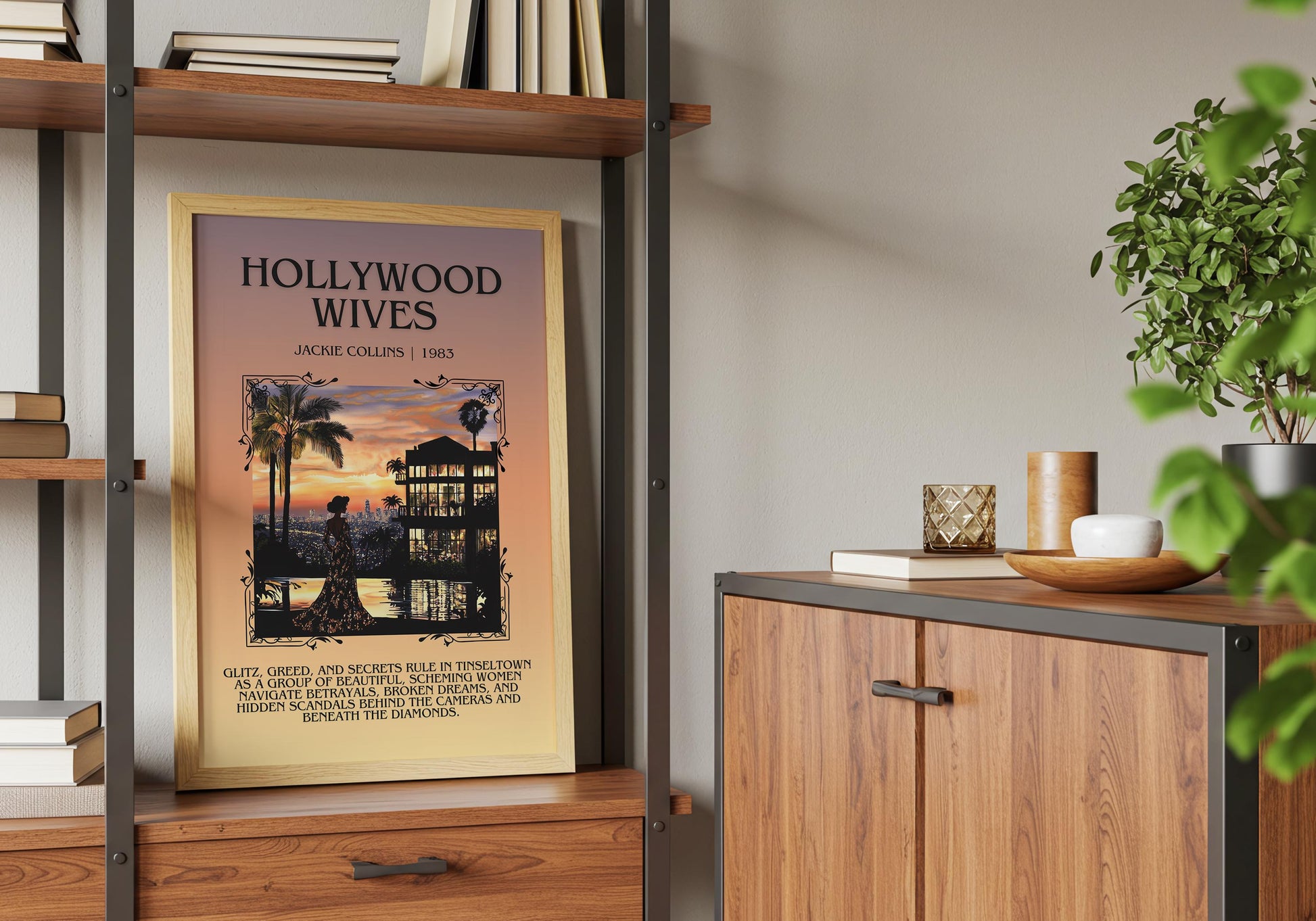 Hollywood Wives by Jackie Collins Descriptive, High Quality Poster Print.Free Delivery Wall Art.Author&Blurb Book Artwork. Home Decor Gift