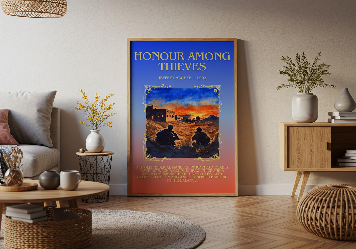 Honour Among Thieves by Jeffrey Archer Descriptive, High Quality Poster Print.Free Delivery Wall Art.Author&Blurb Book Artwork. Home Decor