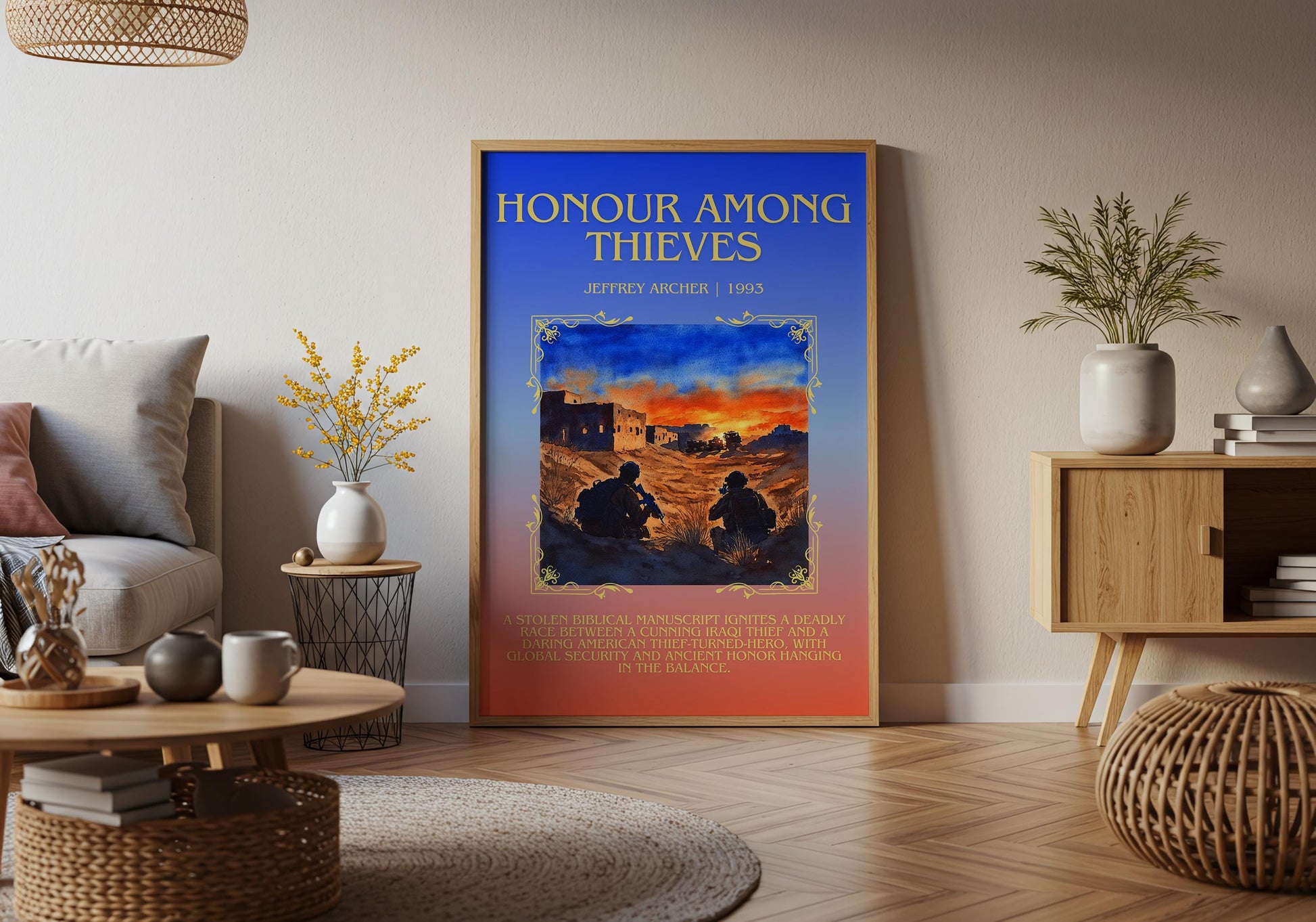 Honour Among Thieves by Jeffrey Archer Descriptive, High Quality Poster Print.Free Delivery Wall Art.Author&Blurb Book Artwork. Home Decor