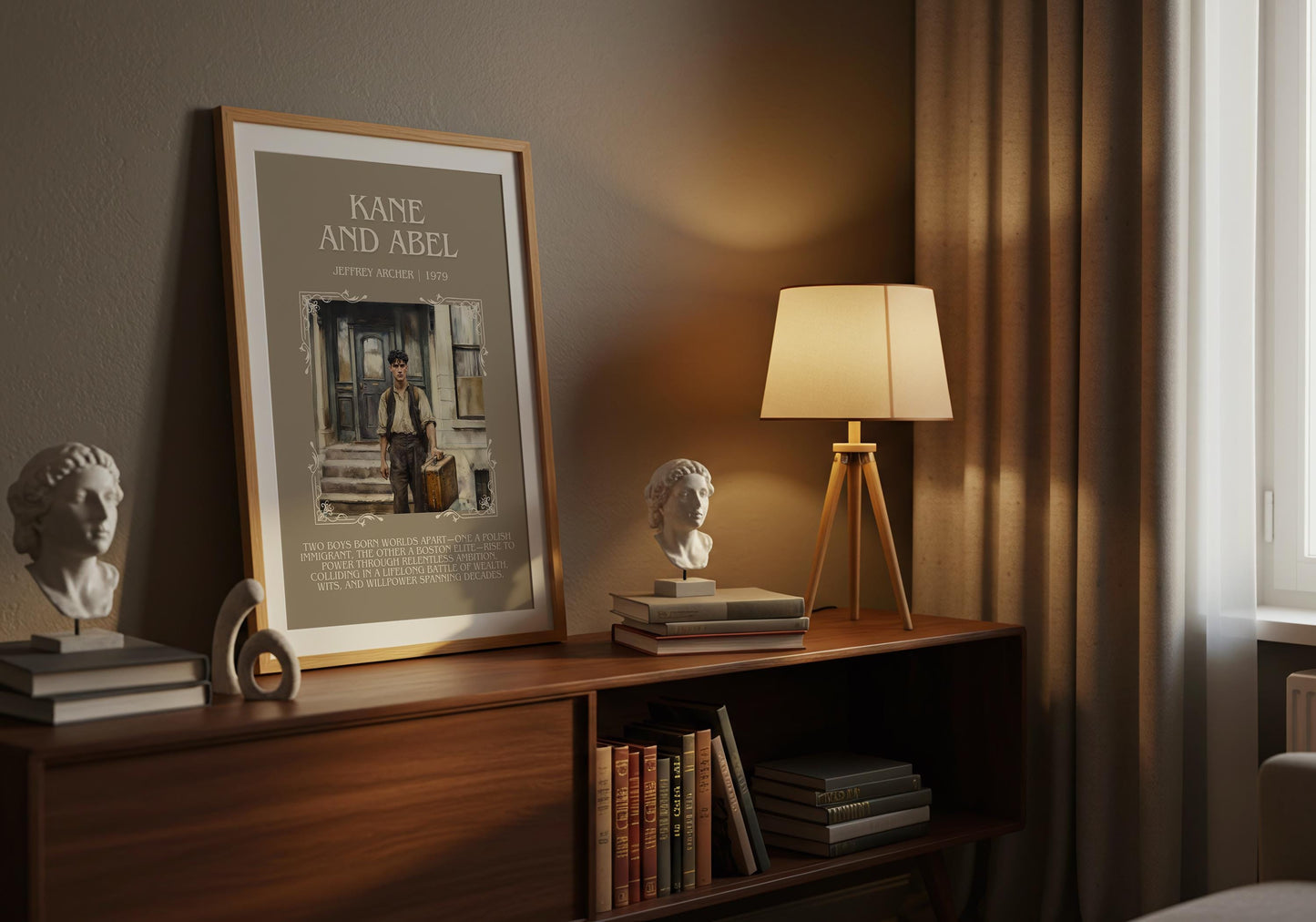 Kane And Abel by Jeffrey Archer Descriptive, High Quality Poster Print.Free Delivery Wall Art.Author&Blurb Book Artwork. Home Decor Gift