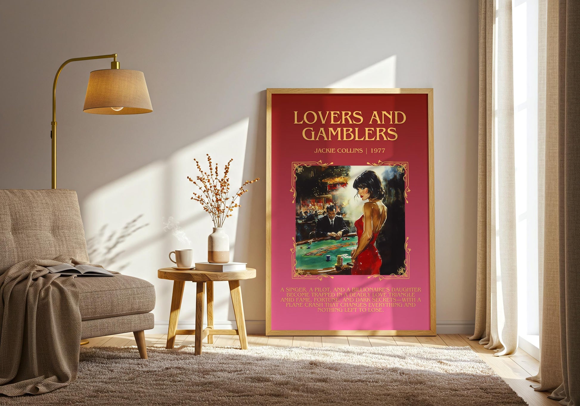 Lovers and Gamblers by Jackie Collins Descriptive, High Quality Poster Print.Free Delivery Wall Art.Author&Blurb Book Artwork. Home Decor