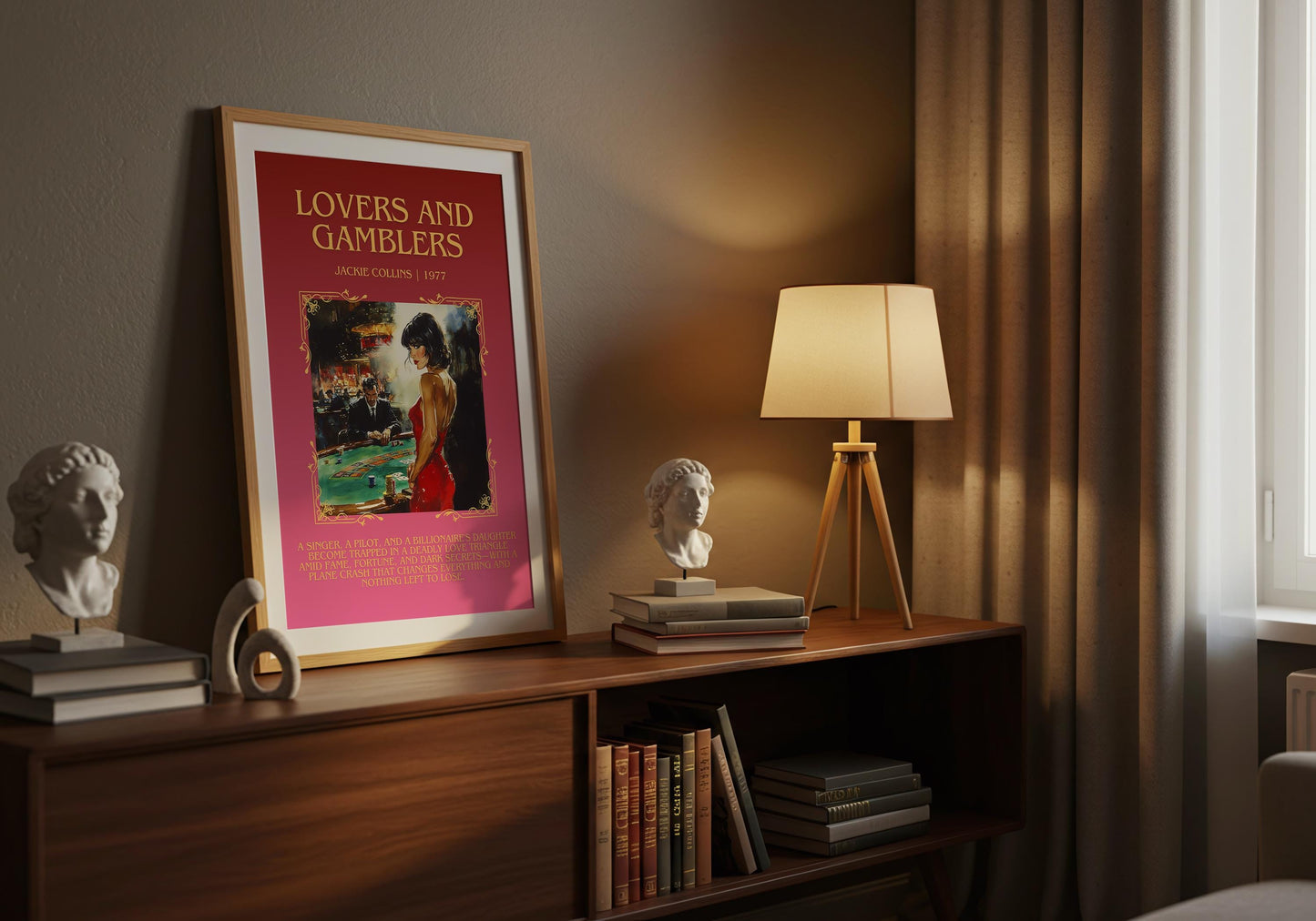 Lovers and Gamblers by Jackie Collins Descriptive, High Quality Poster Print.Free Delivery Wall Art.Author&Blurb Book Artwork. Home Decor