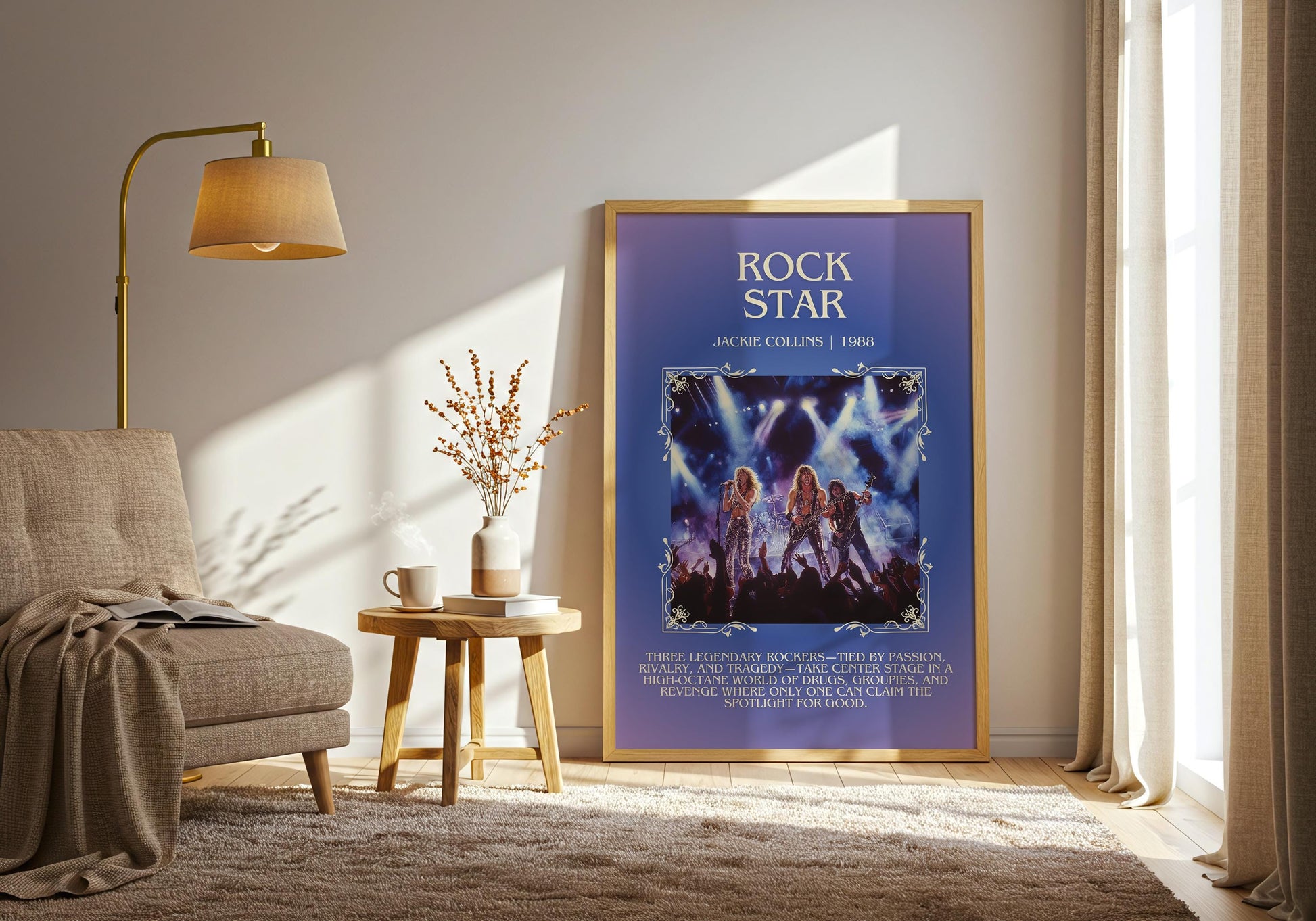 Rockstar by Jackie Collins Descriptive, High Quality Poster Print.Free Delivery Wall Art.Author&Blurb Book Artwork Home Decor Novel Art