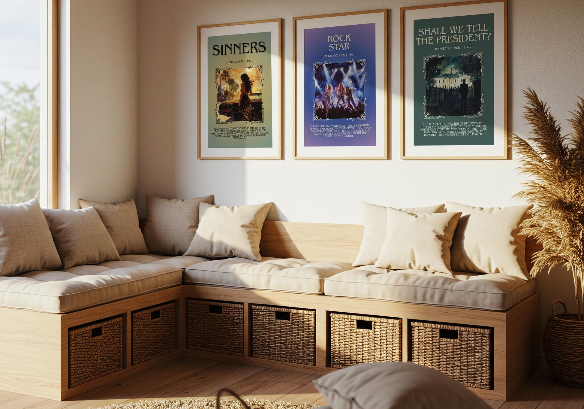 Sinners by Jackie Collins Descriptive, High Quality Poster Print.Free Delivery Wall Art.Author&Blurb Book Artwork Home Decor Novel Art Gift