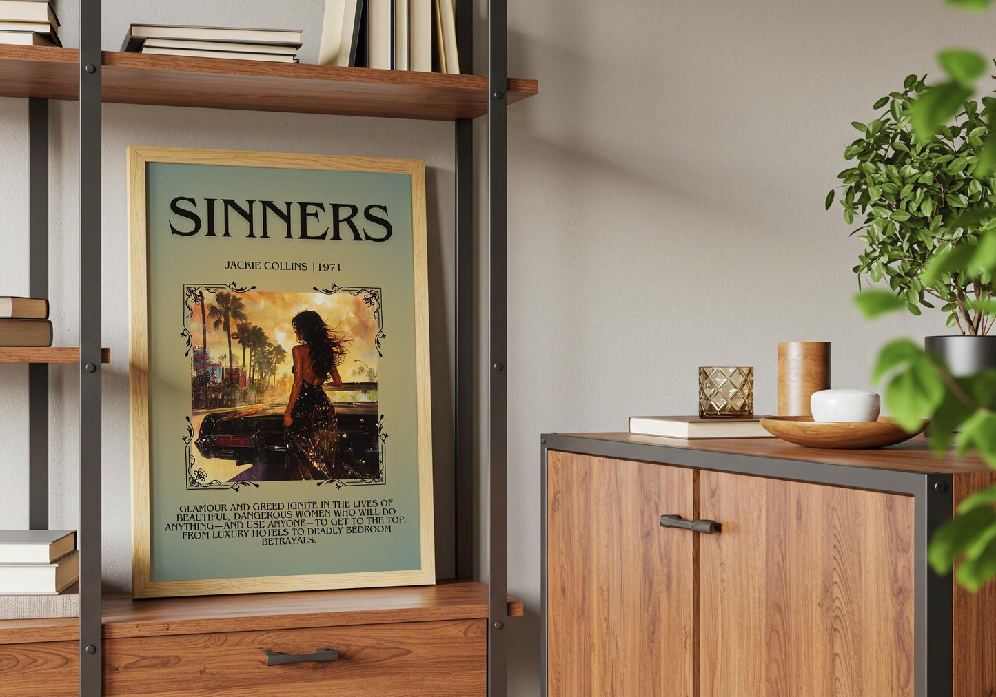 Sinners by Jackie Collins Descriptive, High Quality Poster Print.Free Delivery Wall Art.Author&Blurb Book Artwork Home Decor Novel Art Gift