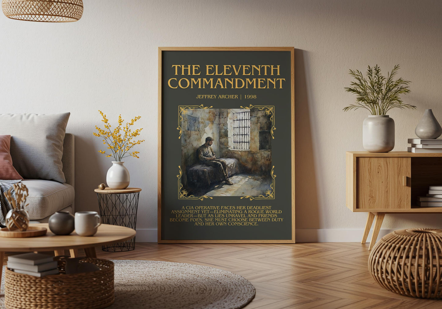 The Eleventh Commandment by Jeffrey Archer Descriptive, High Quality Poster Print.Free Delivery Wall Art.Author&Blurb Book Artwork Novel