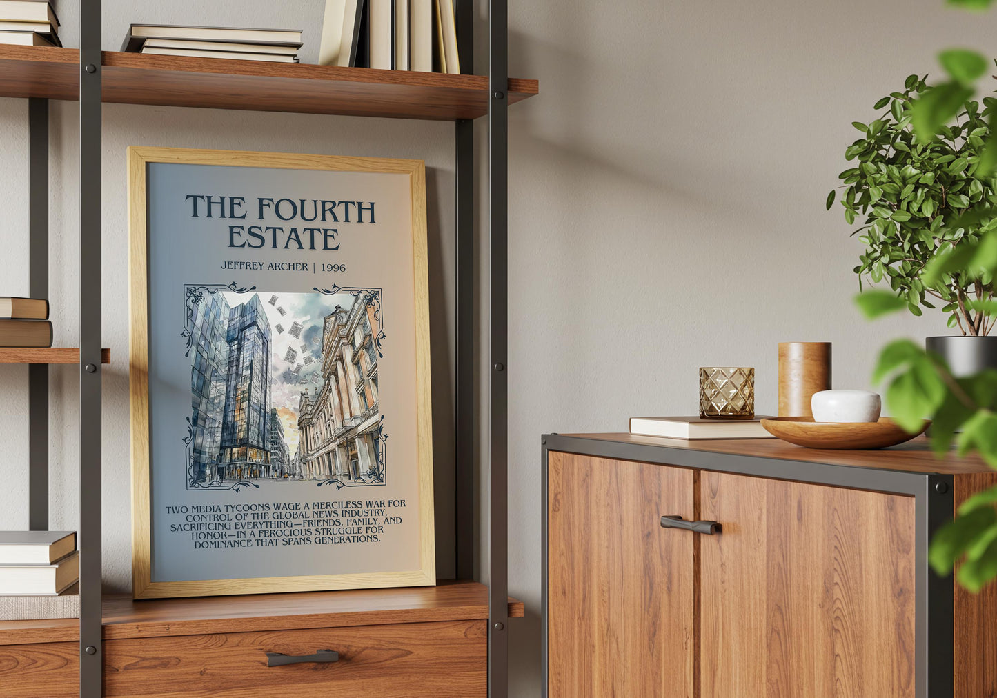 The Fourth Estate by Jeffrey Archer Descriptive, High Quality Poster Print.Free Delivery Wall Art.Author&Blurb Book Artwork Home Decor Novel