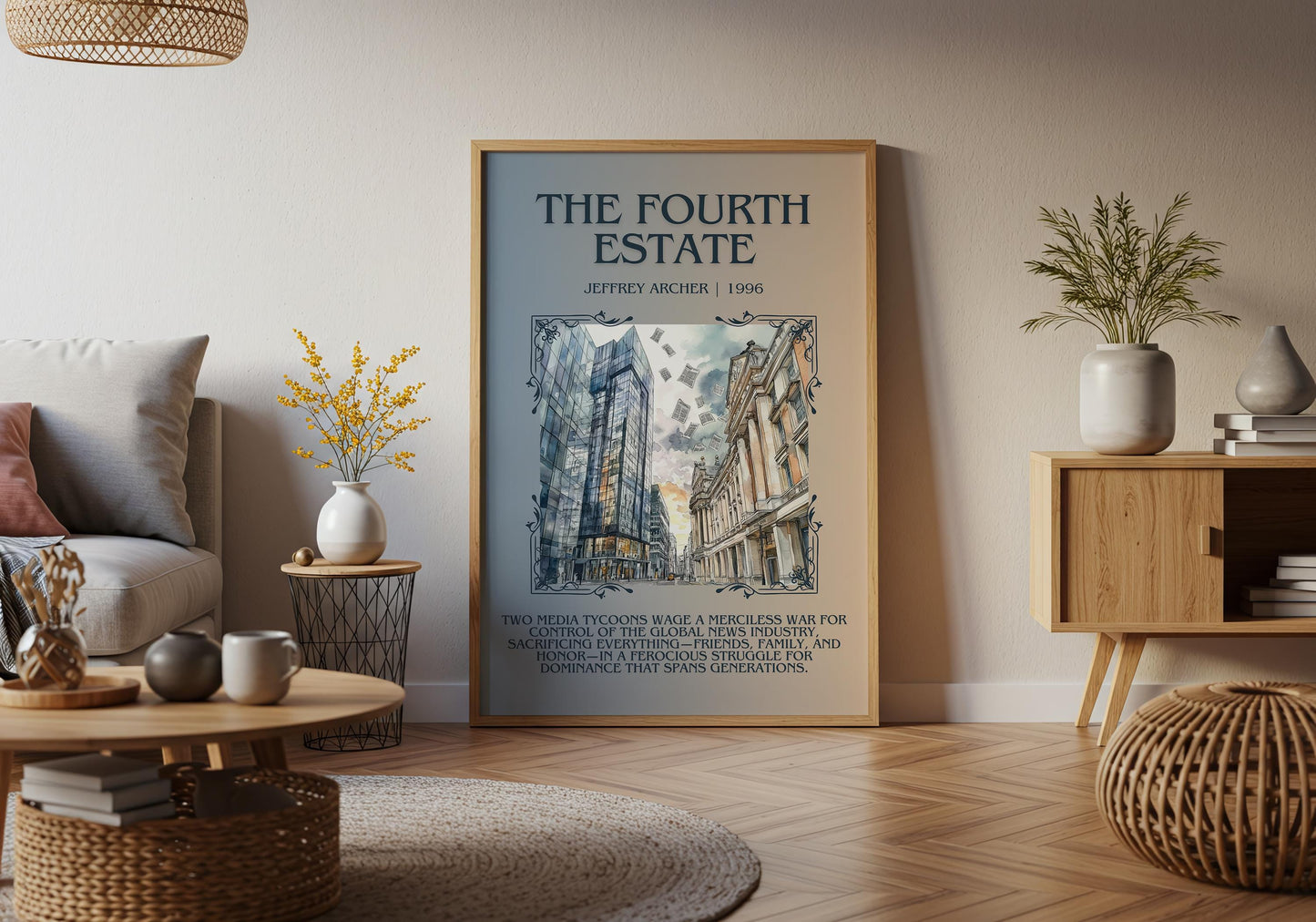 The Fourth Estate by Jeffrey Archer Descriptive, High Quality Poster Print.Free Delivery Wall Art.Author&Blurb Book Artwork Home Decor Novel