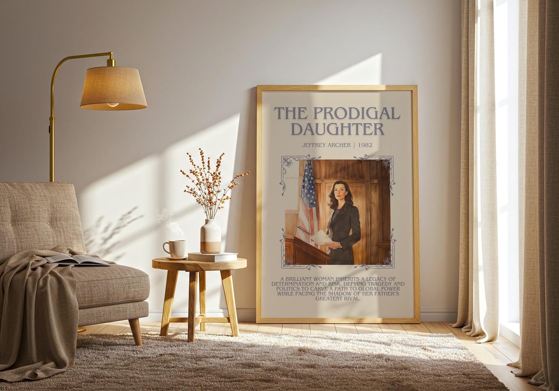The Prodigal Daughter by Jeffrey Archer Descriptive, High Quality Poster Print.Free Delivery Wall Art.Author&Blurb Book Artwork Novel Gift