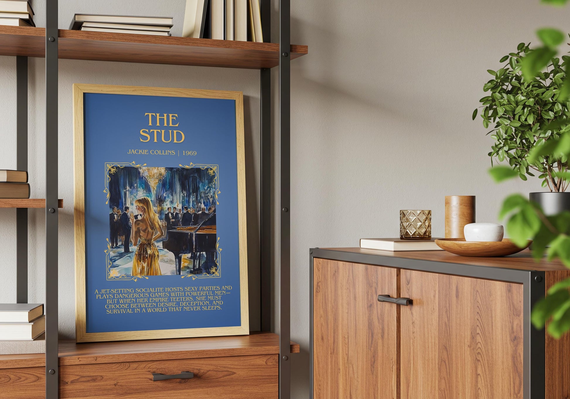 The Stud by Jackie Collins Descriptive, High Quality Poster Print.Free Delivery Wall Art.Author&Blurb Book Artwork Novel Gift Art
