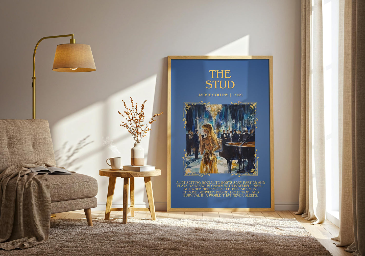 The Stud by Jackie Collins Descriptive, High Quality Poster Print.Free Delivery Wall Art.Author&Blurb Book Artwork Novel Gift Art