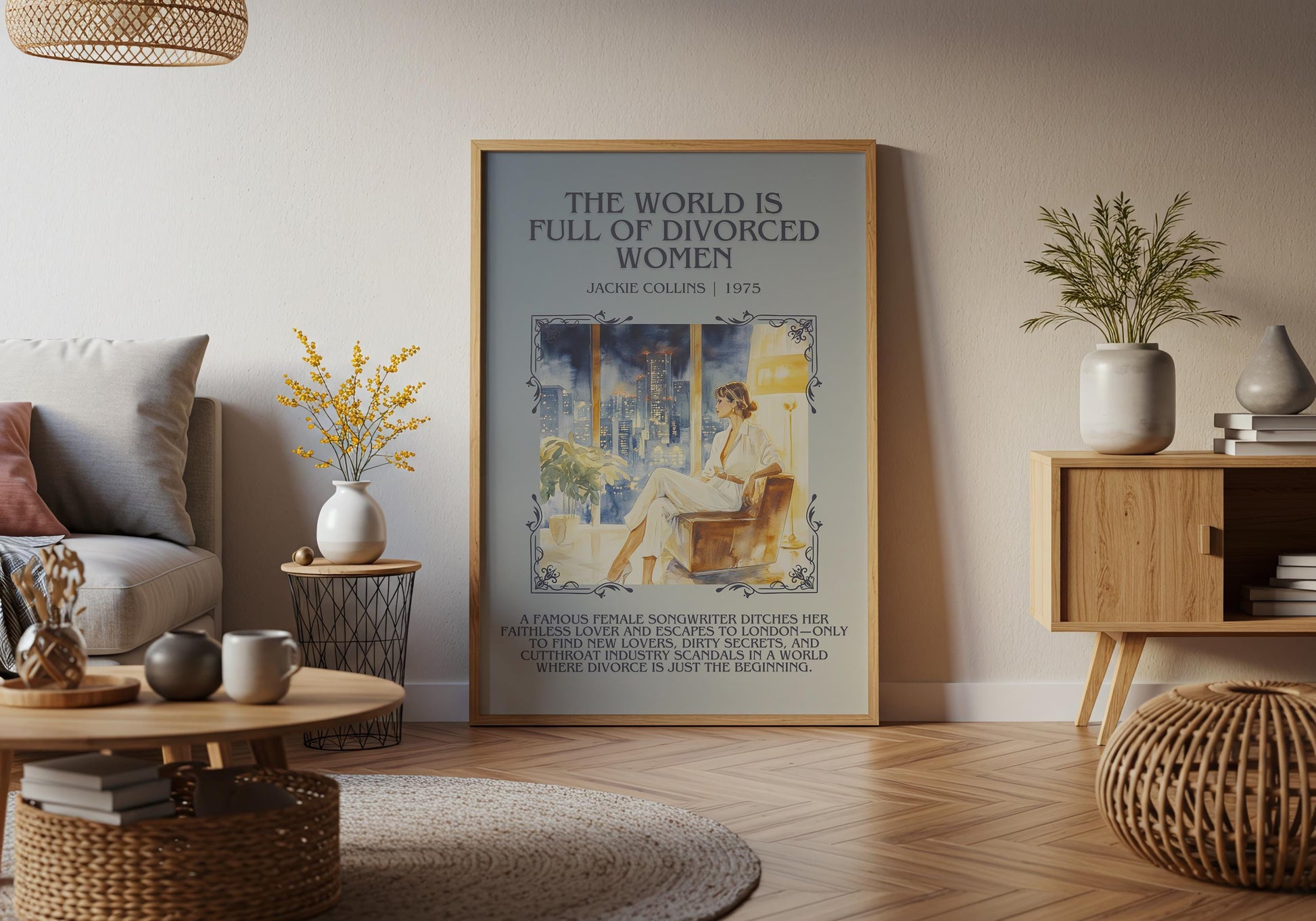 The World Is Full Of Divorced Women by Jackie Collins Descriptive, High Quality Poster Print.Free Delivery Wall Art. Author&Blurb Book Novel