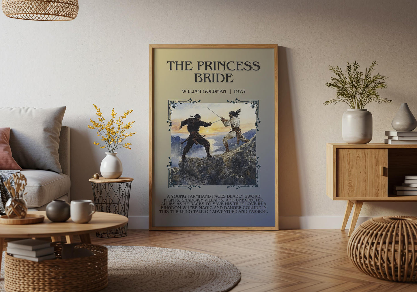 The Princess Bride by William Goldman Descriptive, High Quality Poster Print.Free Delivery Wall Art. Author&Blurb Book Artwork
