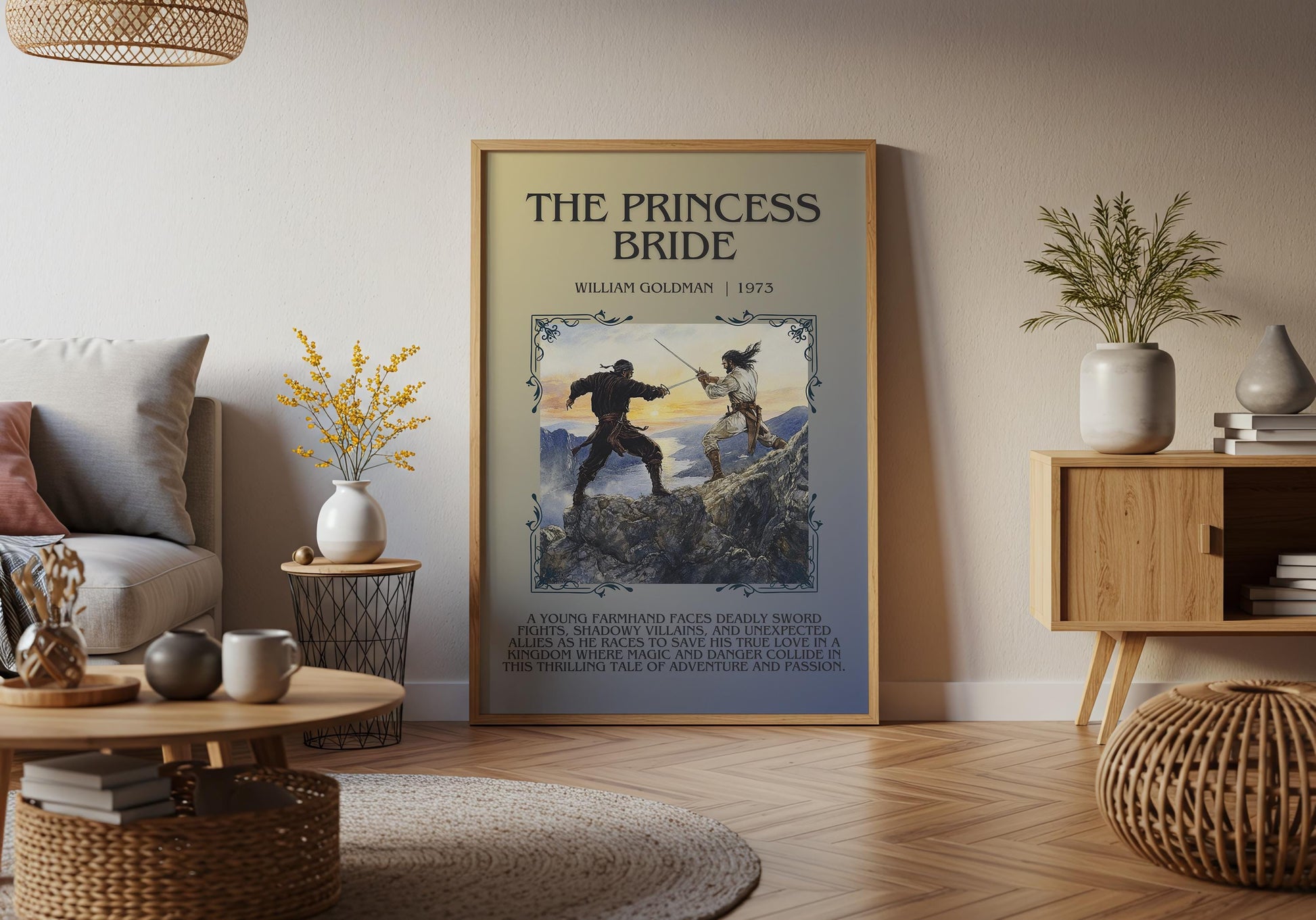 The Princess Bride by William Goldman Descriptive, High Quality Poster Print.Free Delivery Wall Art. Author&Blurb Book Artwork