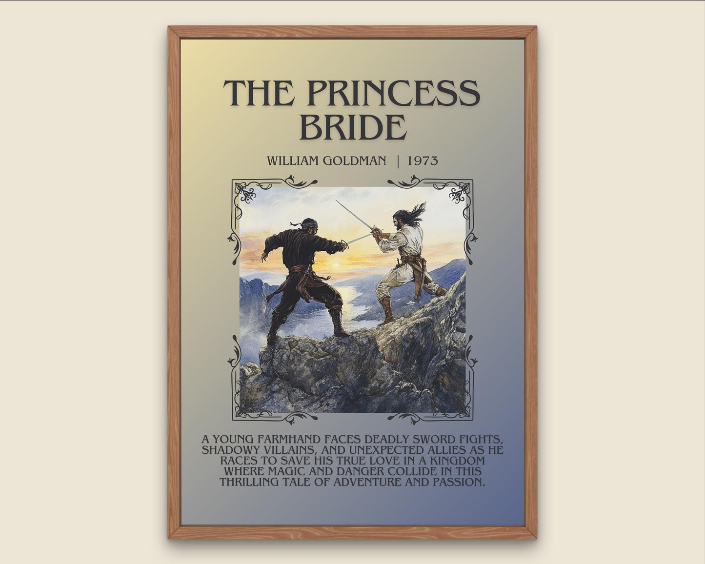 The Princess Bride by William Goldman Descriptive, High Quality Poster Print.Free Delivery Wall Art. Author&Blurb Book Artwork