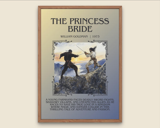 The Princess Bride by William Goldman Descriptive, High Quality Poster Print.Free Delivery Wall Art. Author&Blurb Book Artwork