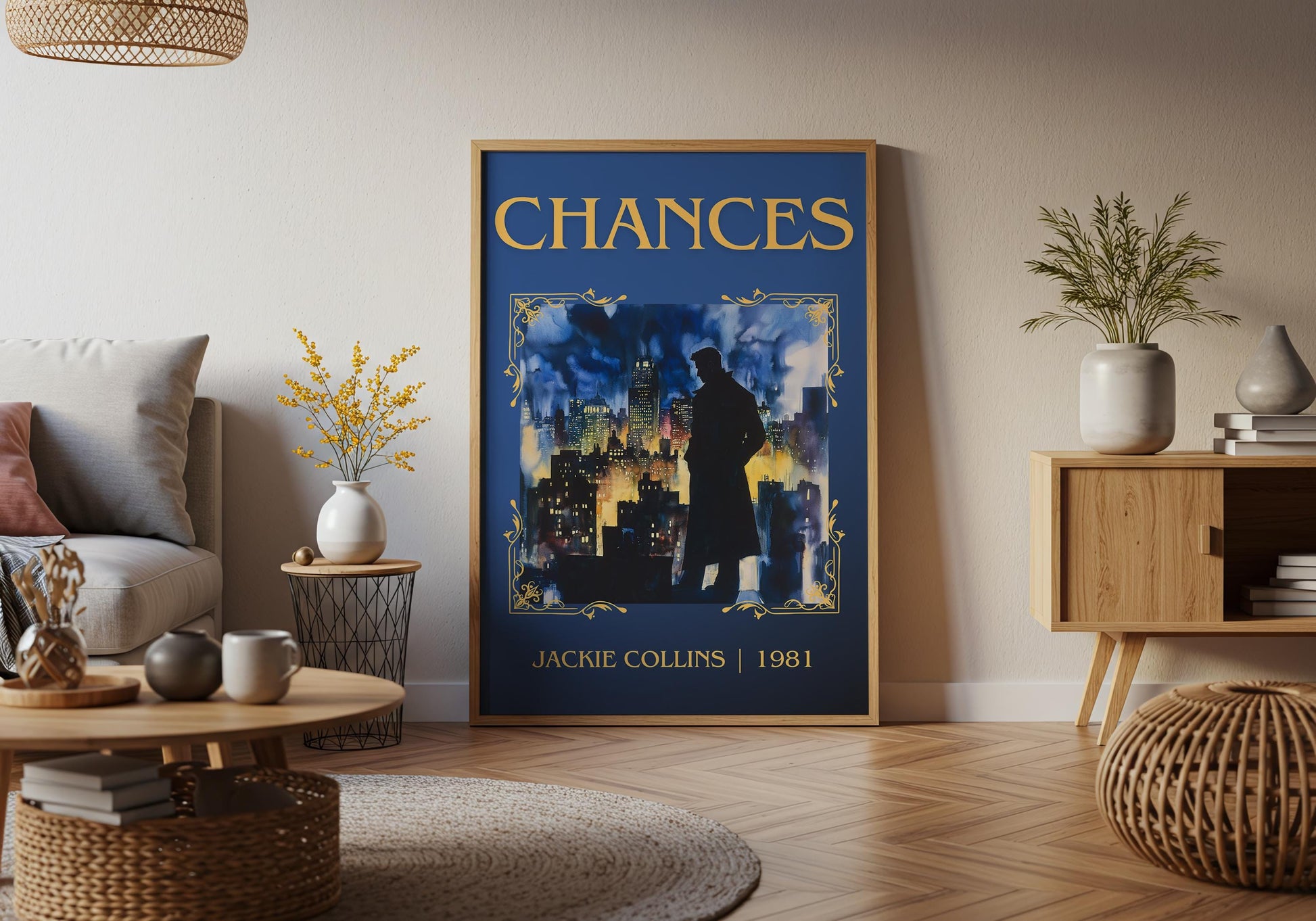 Chances by Jackie Collins High Quality Poster Print. Free Delivery Wall Art-Author&Blurb Book Minimalist Home Gift Cover Library Nook Gift