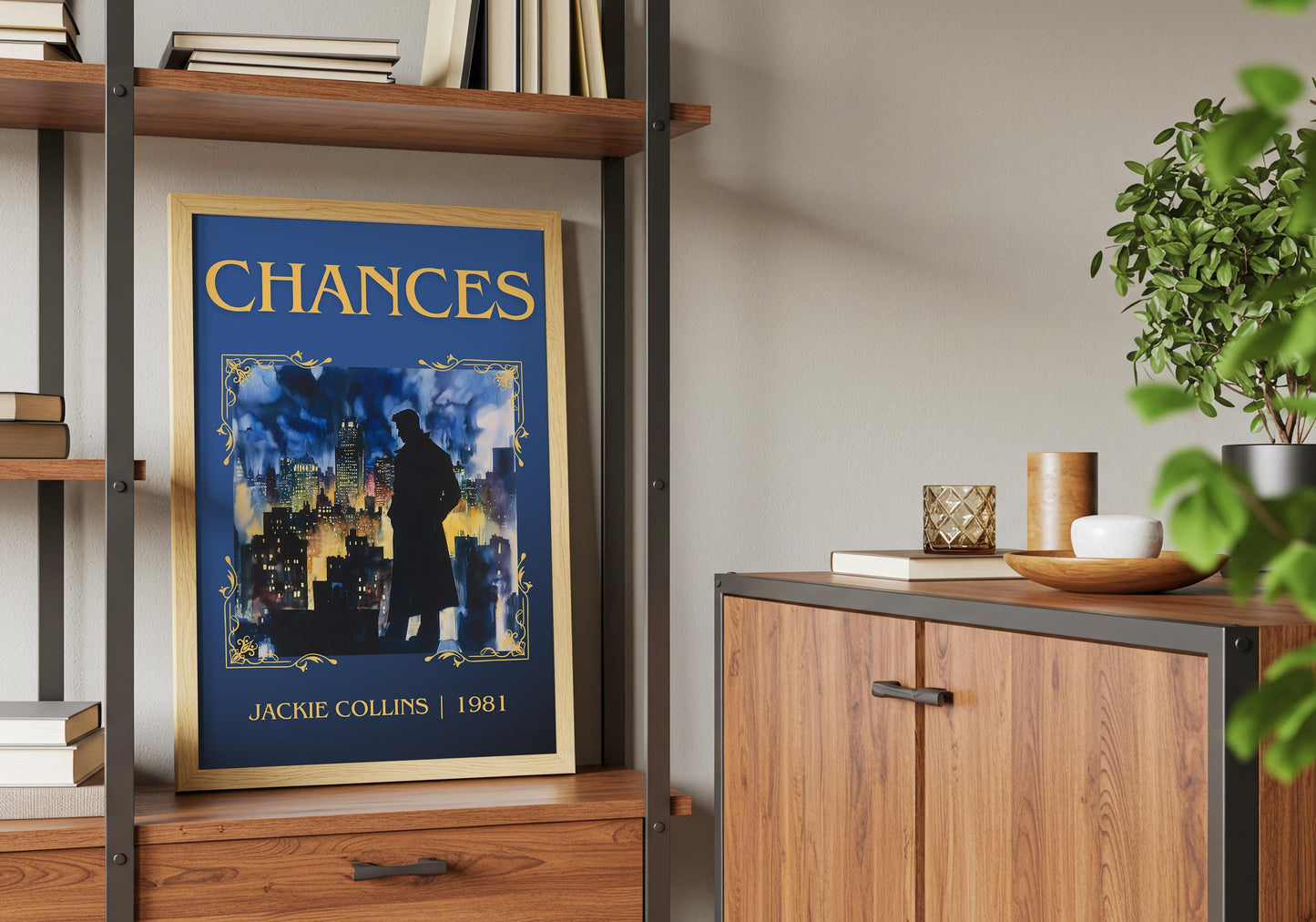 Chances by Jackie Collins High Quality Poster Print. Free Delivery Wall Art-Author&Blurb Book Minimalist Home Gift Cover Library Nook Gift