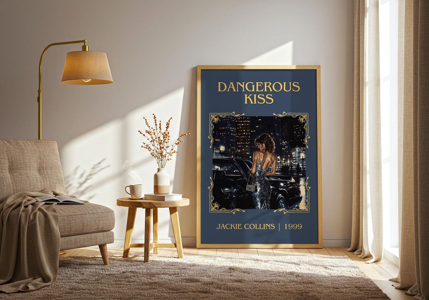 Dangerous Kiss by Jackie Collins High Quality Poster Print. Free Delivery Wall Art-Author&Blurb Book Minimalist Home Gift Cover Library