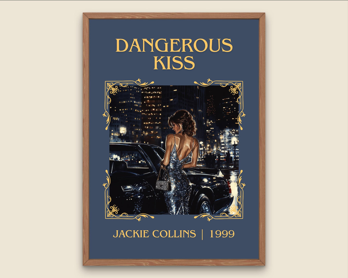 Dangerous Kiss by Jackie Collins High Quality Poster Print. Free Delivery Wall Art-Author&Blurb Book Minimalist Home Gift Cover Library
