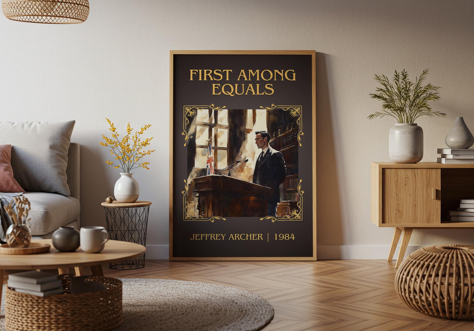 First Among Equals by Jeffrey Archer High Quality Poster Print. Free Delivery Wall Art-Author&Blurb Book Minimalist Home Gift Cover Library
