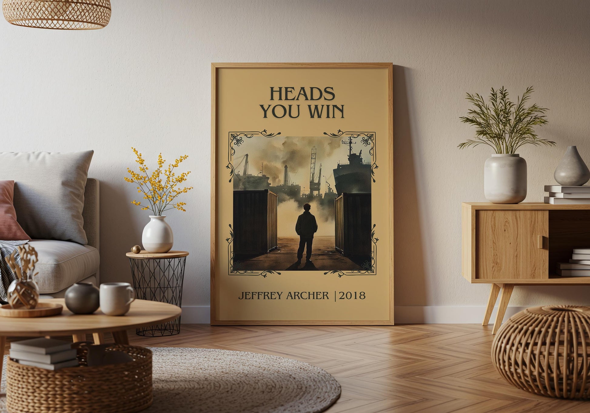 Heads You Win by Jeffrey Archer High Quality Poster Print. Free Delivery Wall Art-Author&Blurb Book Minimalist Home Gift Cover Nook Gift
