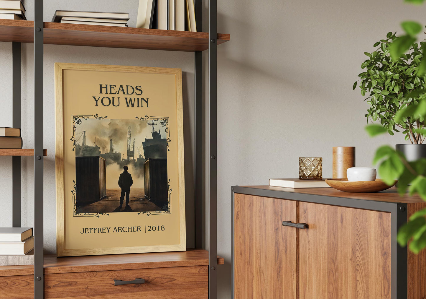 Heads You Win by Jeffrey Archer High Quality Poster Print. Free Delivery Wall Art-Author&Blurb Book Minimalist Home Gift Cover Nook Gift
