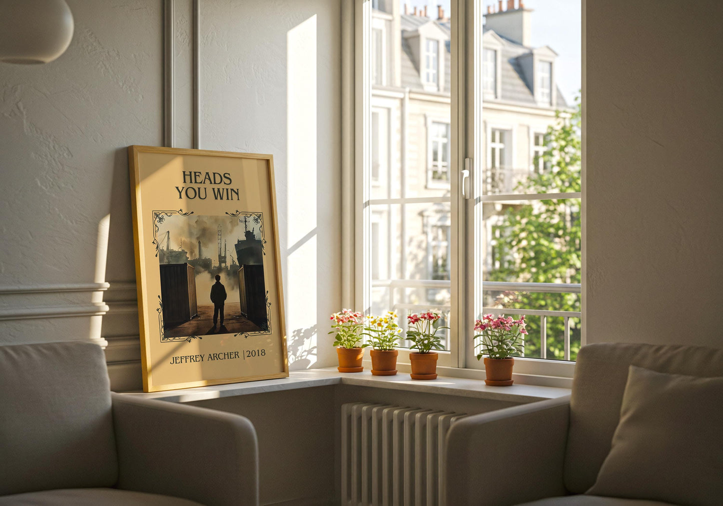 Heads You Win by Jeffrey Archer High Quality Poster Print. Free Delivery Wall Art-Author&Blurb Book Minimalist Home Gift Cover Nook Gift