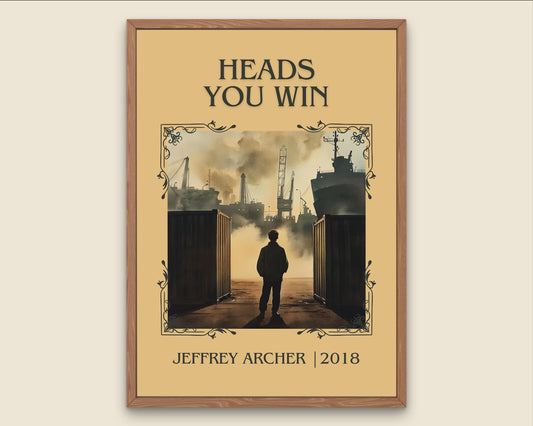 Heads You Win by Jeffrey Archer High Quality Poster Print. Free Delivery Wall Art-Author&Blurb Book Minimalist Home Gift Cover Nook Gift
