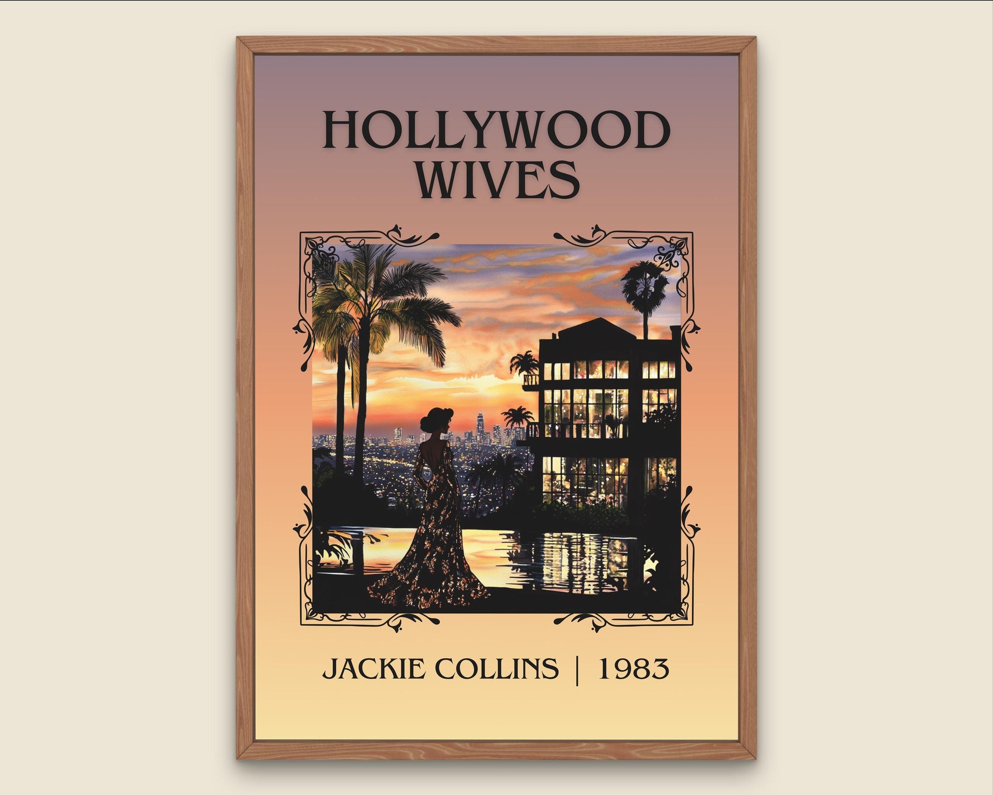 Hollywood Wives by Jackie Collins High Quality Poster Print. Free Delivery Wall Art-Author&Blurb Book Minimalist Home Gift Cover Library
