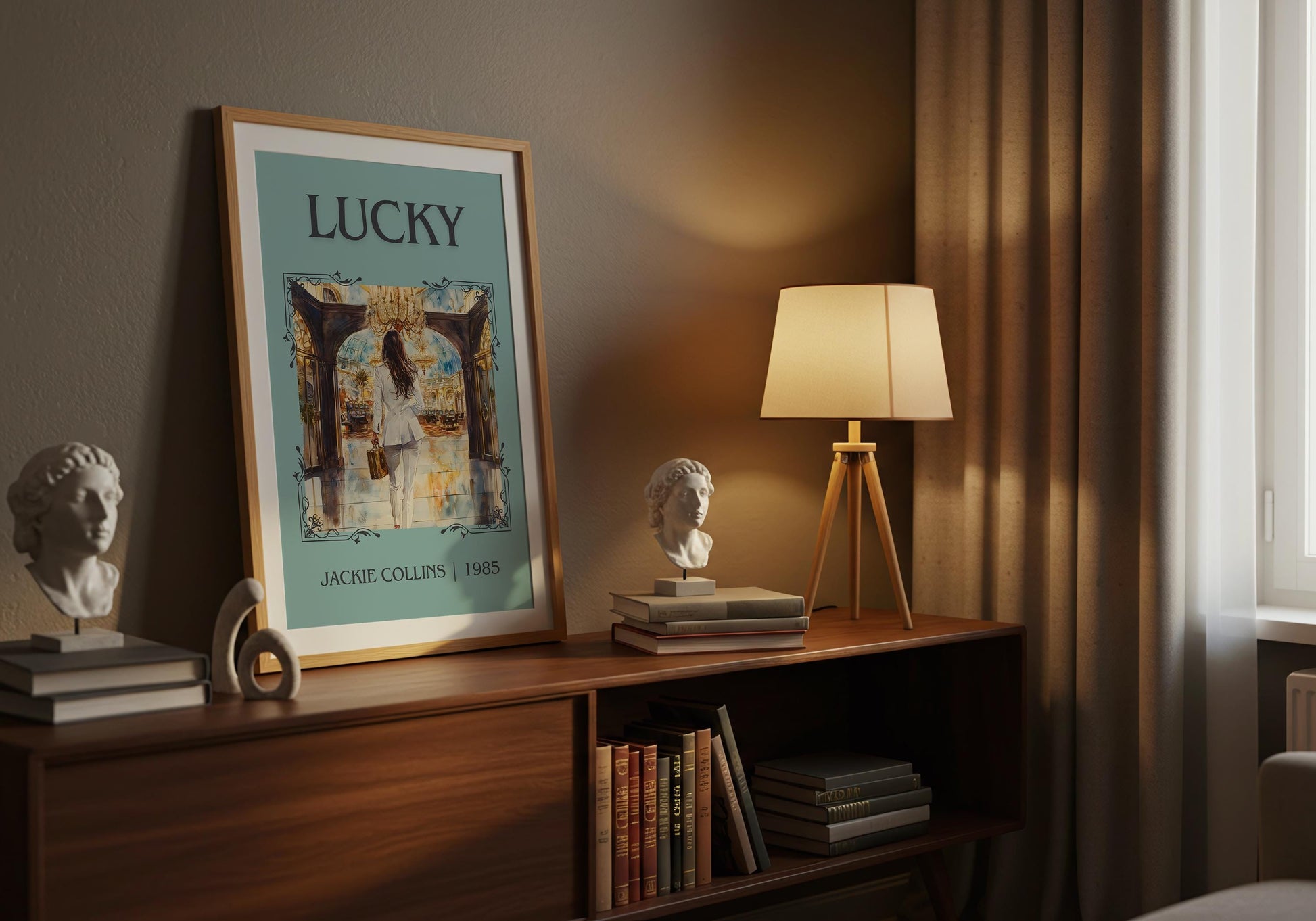 Lucky by Jackie Collins High Quality Poster Print. Free Delivery Wall Art-Author&Blurb Book Minimalist Home Gift Cover Library Nook