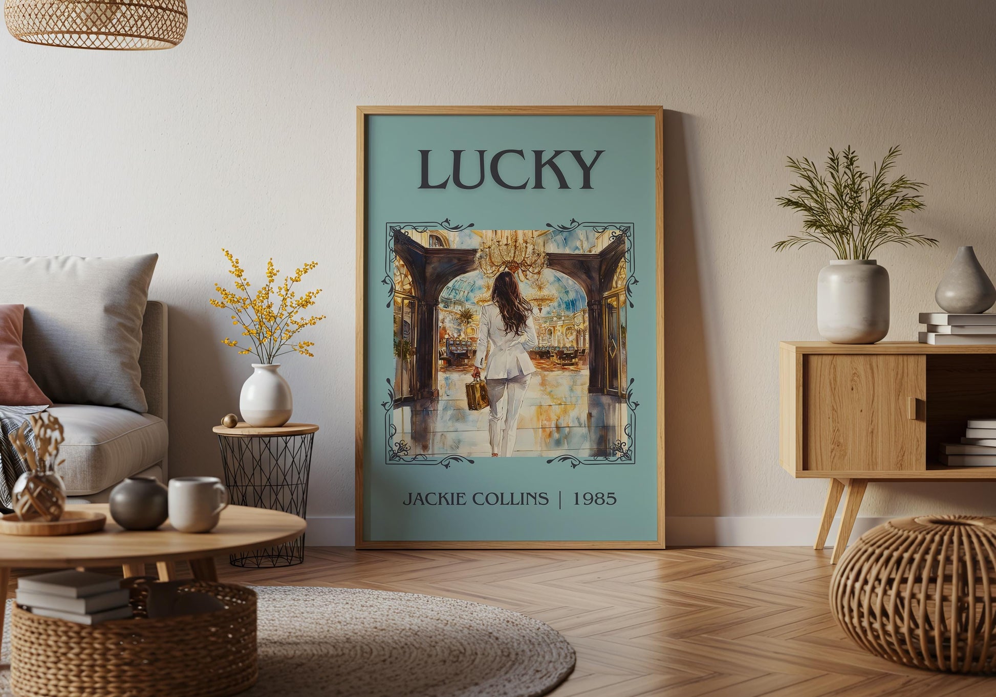 Lucky by Jackie Collins High Quality Poster Print. Free Delivery Wall Art-Author&Blurb Book Minimalist Home Gift Cover Library Nook