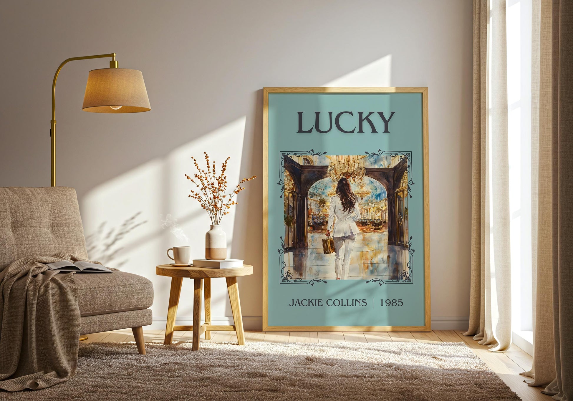 Lucky by Jackie Collins High Quality Poster Print. Free Delivery Wall Art-Author&Blurb Book Minimalist Home Gift Cover Library Nook