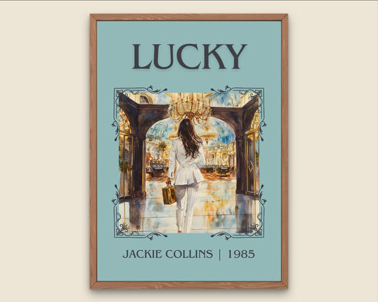 Lucky by Jackie Collins High Quality Poster Print. Free Delivery Wall Art-Author&Blurb Book Minimalist Home Gift Cover Library Nook