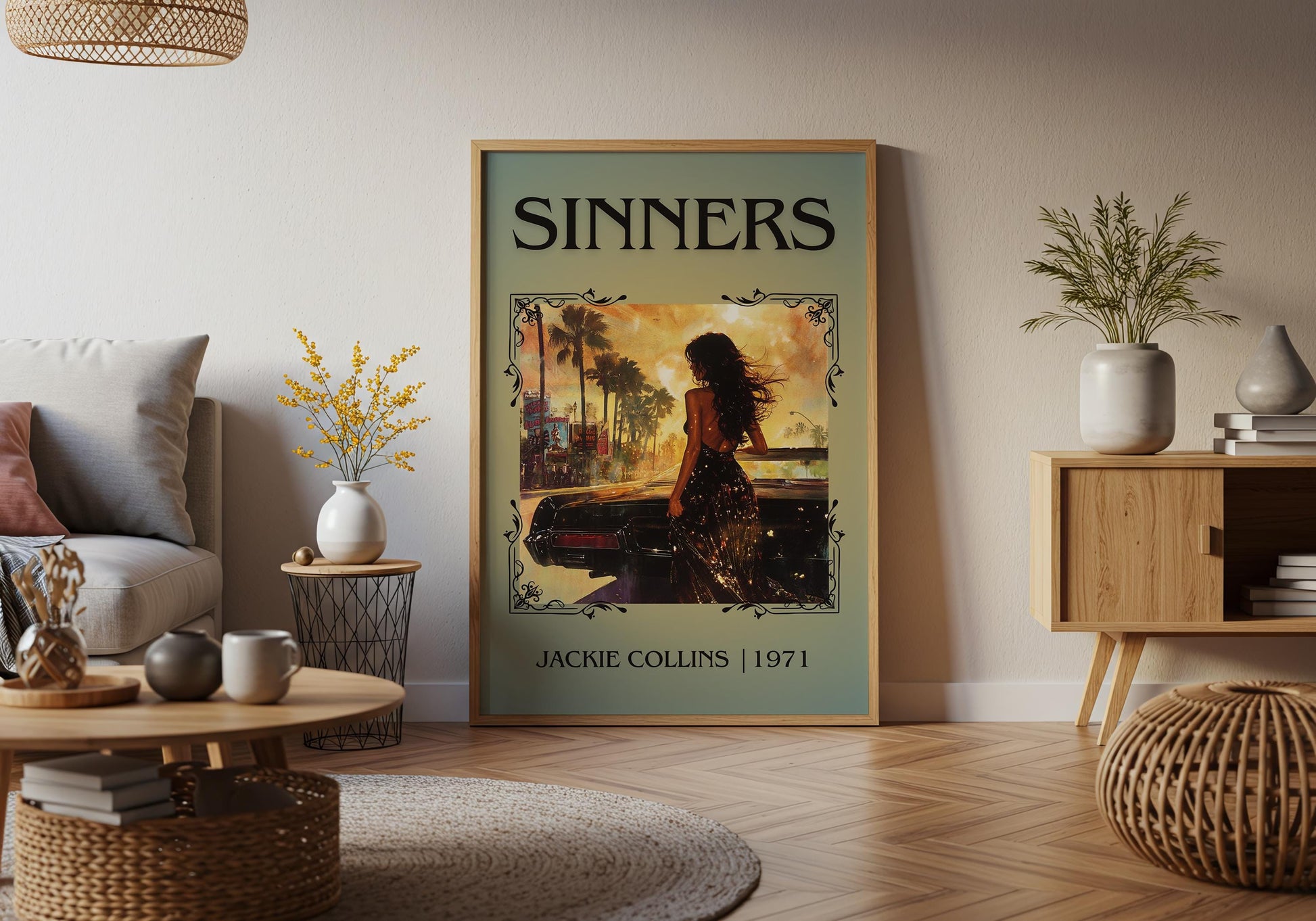 Sinners by Jackie Collins High Quality Poster Print. Free Delivery Wall Art-Author&Blurb Book Minimalist Home Library Nook Gift Book Lover