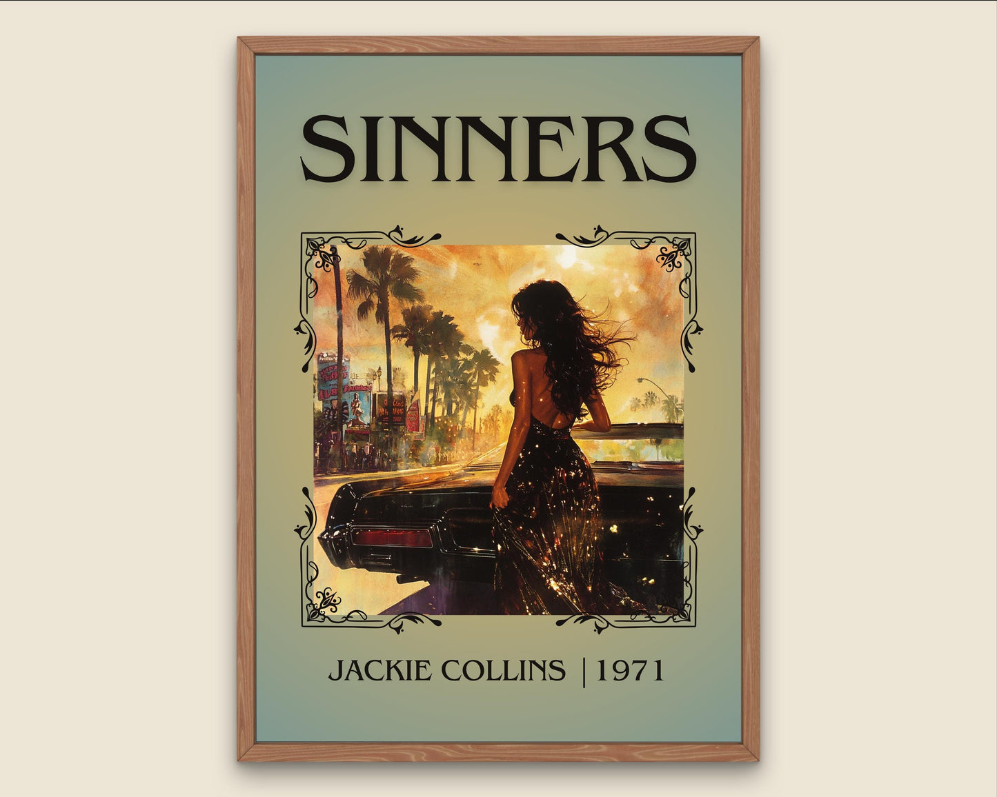 Sinners by Jackie Collins High Quality Poster Print. Free Delivery Wall Art-Author&Blurb Book Minimalist Home Library Nook Gift Book Lover