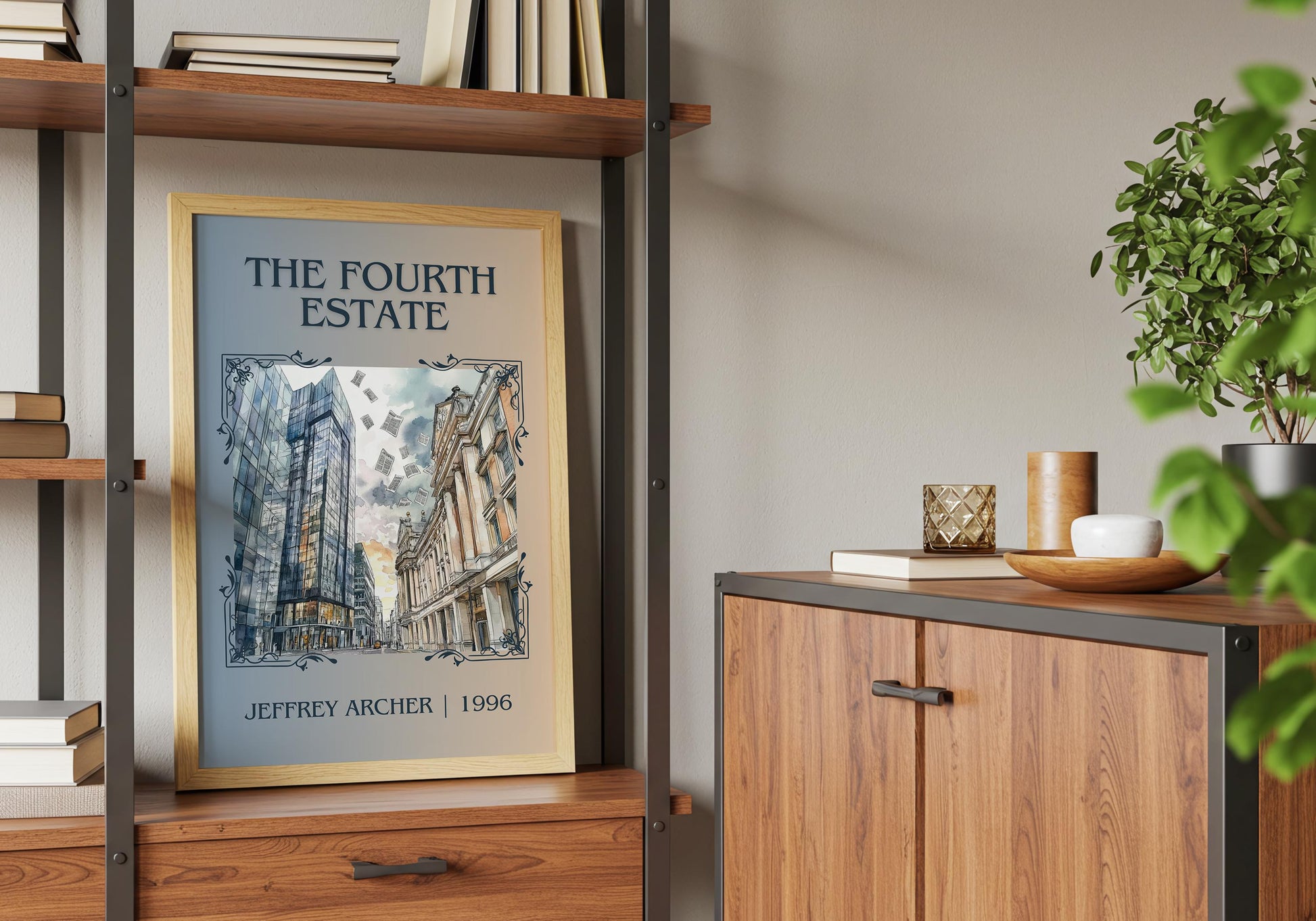 The Fourth Estate by Jeffrey Archer High Quality Poster Print-Free Delivery Wall Art. Author & Blurb Book/Novel Minimalist Gift Library Nook