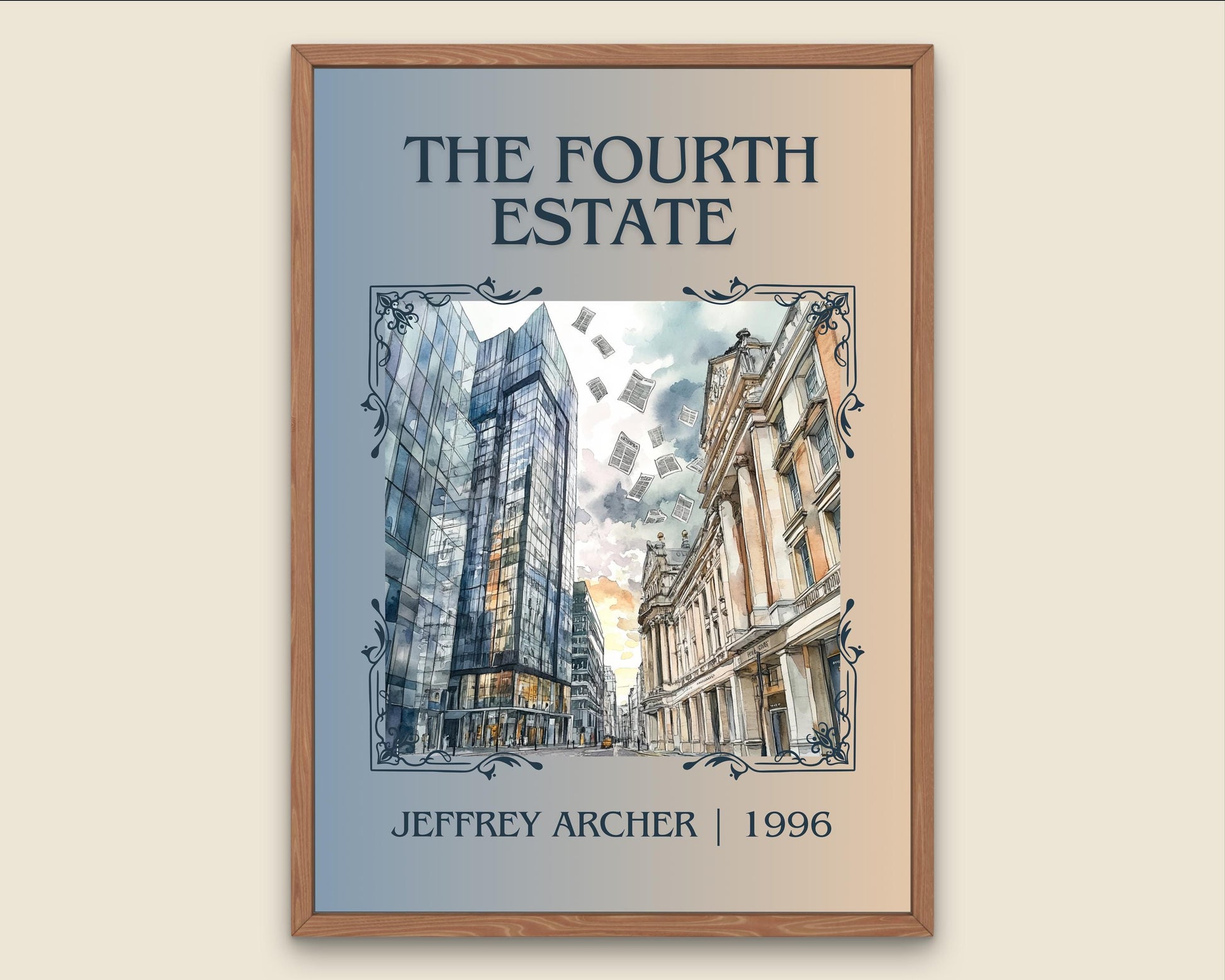 The Fourth Estate by Jeffrey Archer High Quality Poster Print-Free Delivery Wall Art. Author & Blurb Book/Novel Minimalist Gift Library Nook