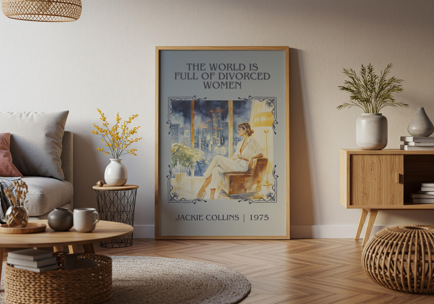 The World Is Full Of Divorced Women by Jackie Collins High Quality Poster Print-Free Delivery Wall Art. Author & Blurb Book/Novel Minimalist