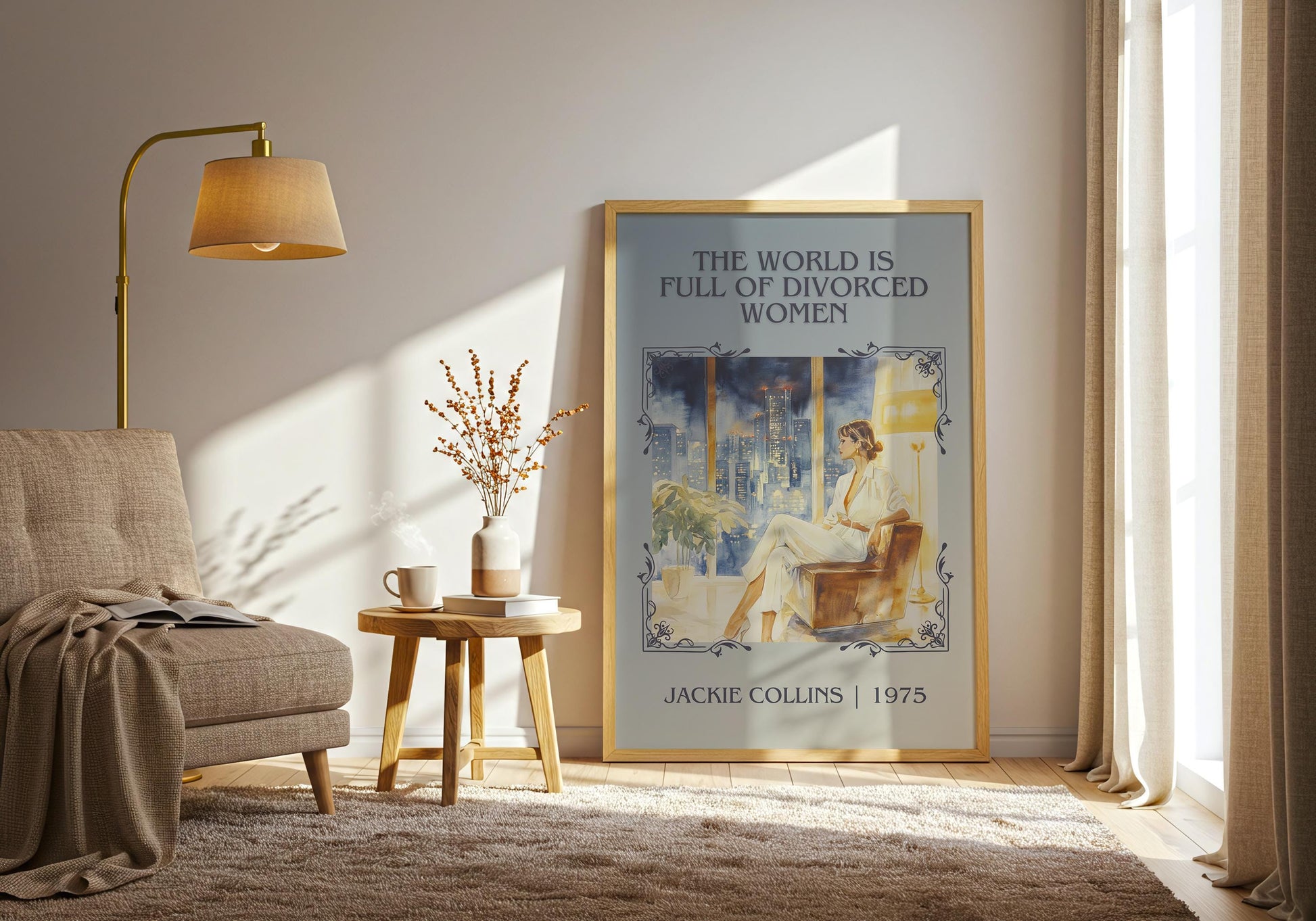 The World Is Full Of Divorced Women by Jackie Collins High Quality Poster Print-Free Delivery Wall Art. Author & Blurb Book/Novel Minimalist